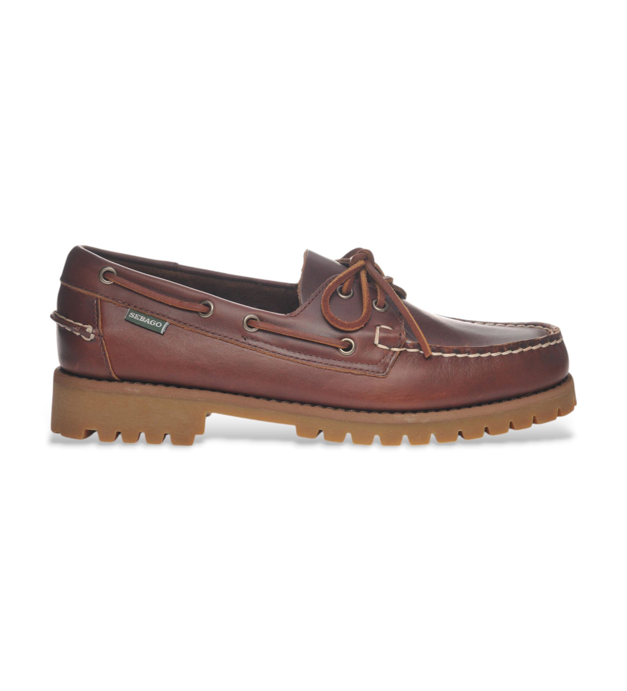 Sebago für Herren. 7001HU0 Ranger Bootsschuhe aus braunem Wachsleder (41), Wohnung, 1 bis 3 cm, Schnürsenkel, Lässig