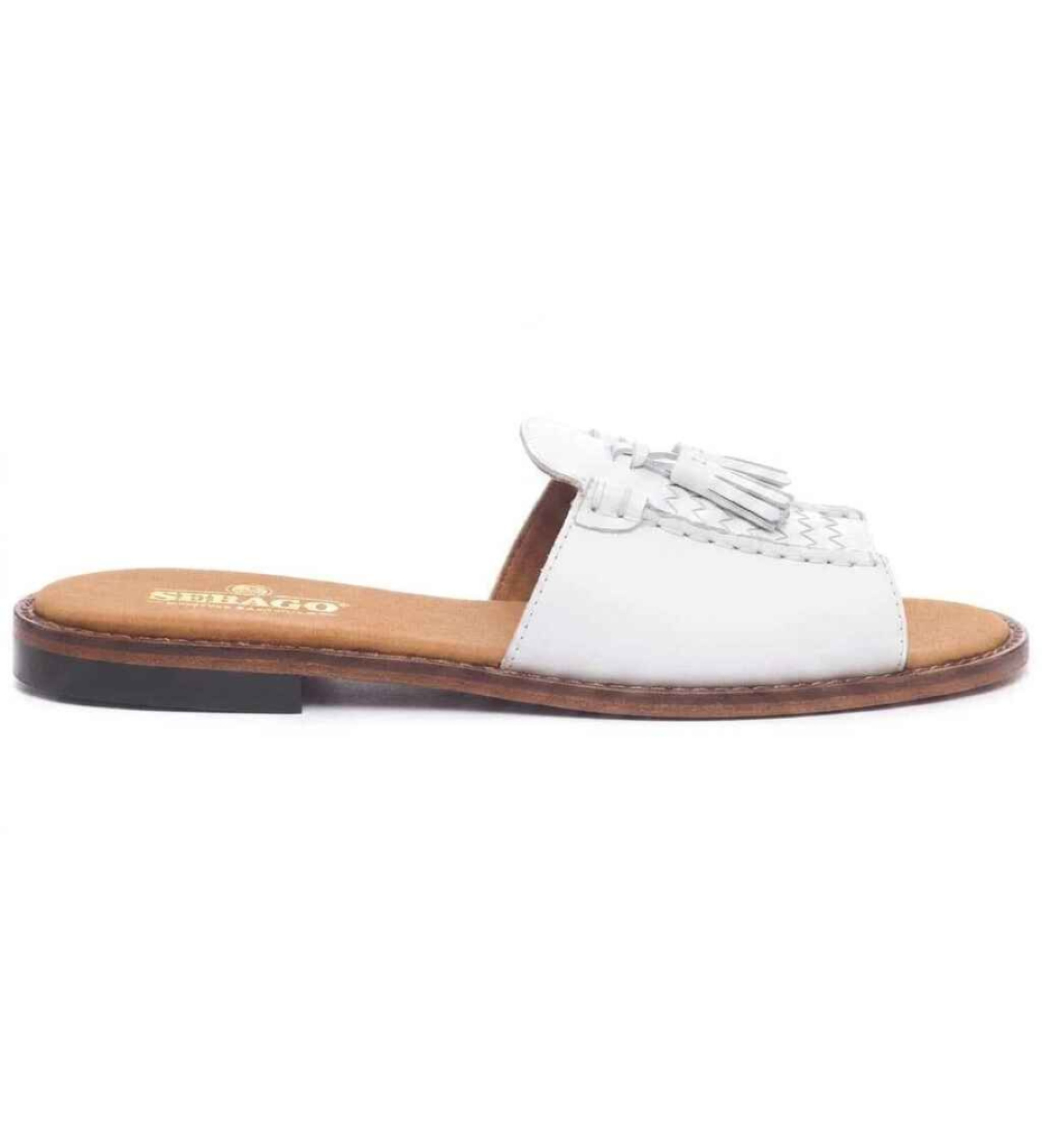 Sebago für Damen. 72127QW Will Slide Pop Ledersandalen weiß (41), Wohnung, Keine, Lässig