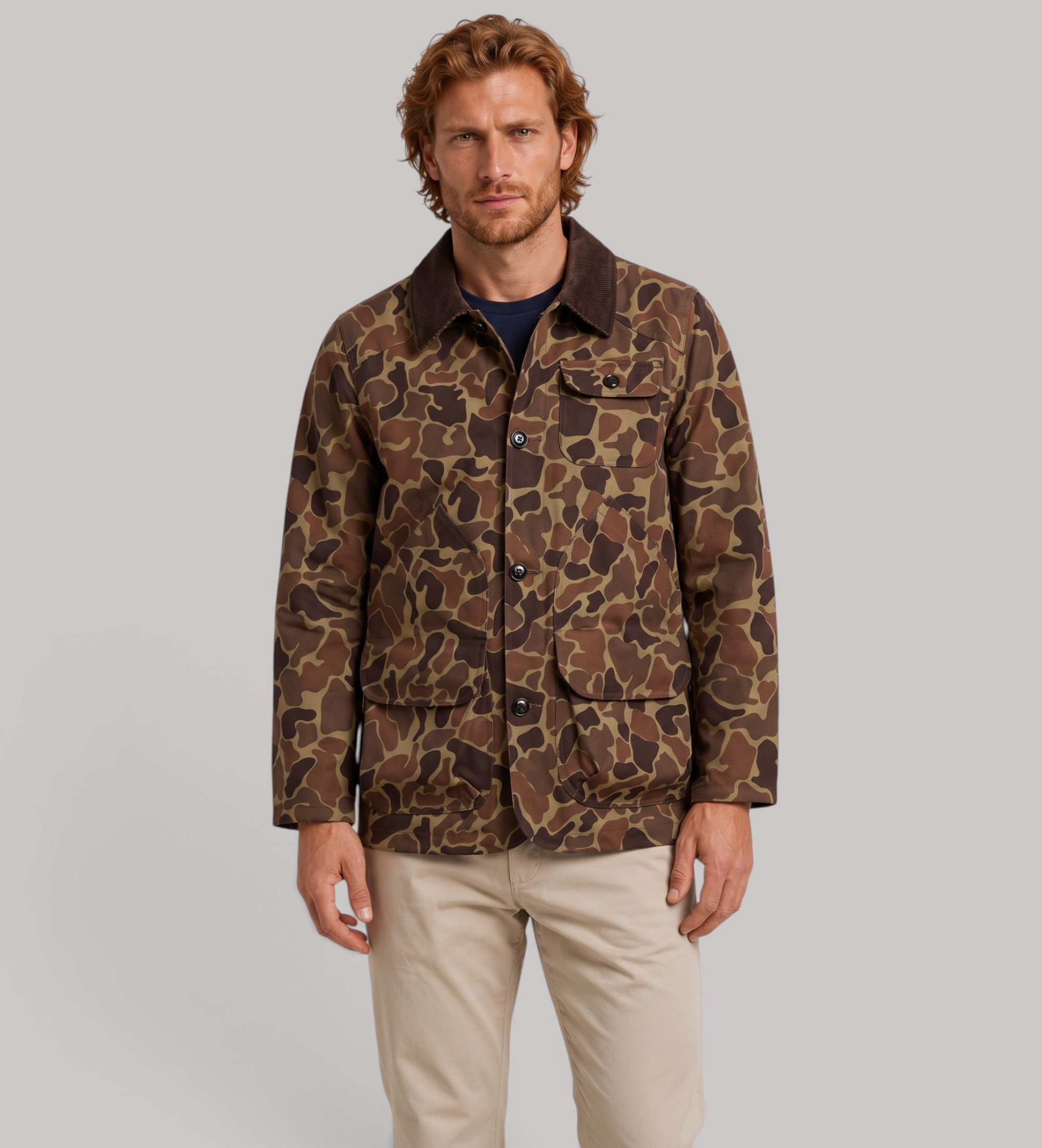 Sebago Unisex. 761255W Tenny Canvas Camo Jacke beige, braun (L), Lässig, Camouflage, Baumwolle, Langarm
