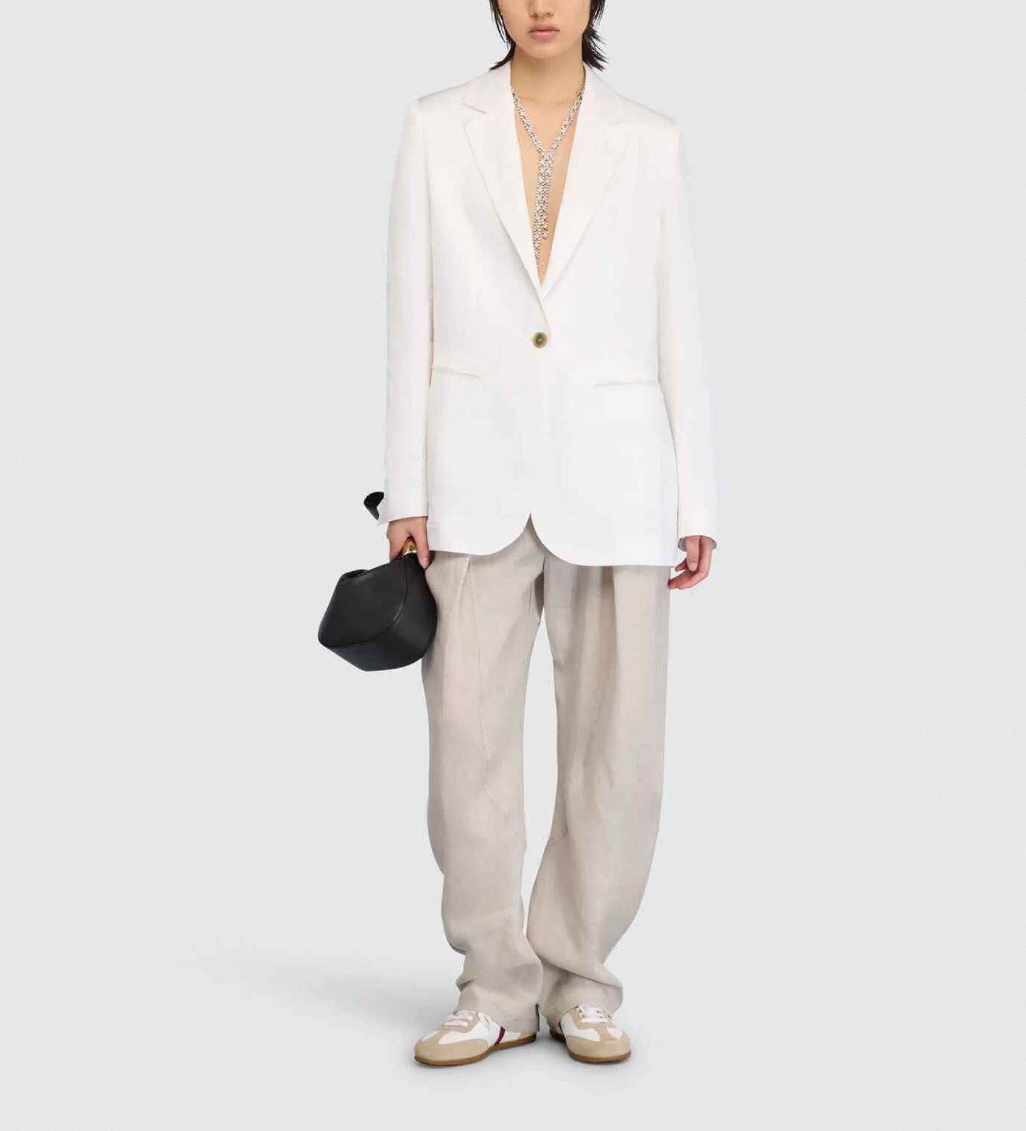 Semicouture für Damen. S6SM06 Weißer Ebenholz-Blazer (44), Lässig, Viskose