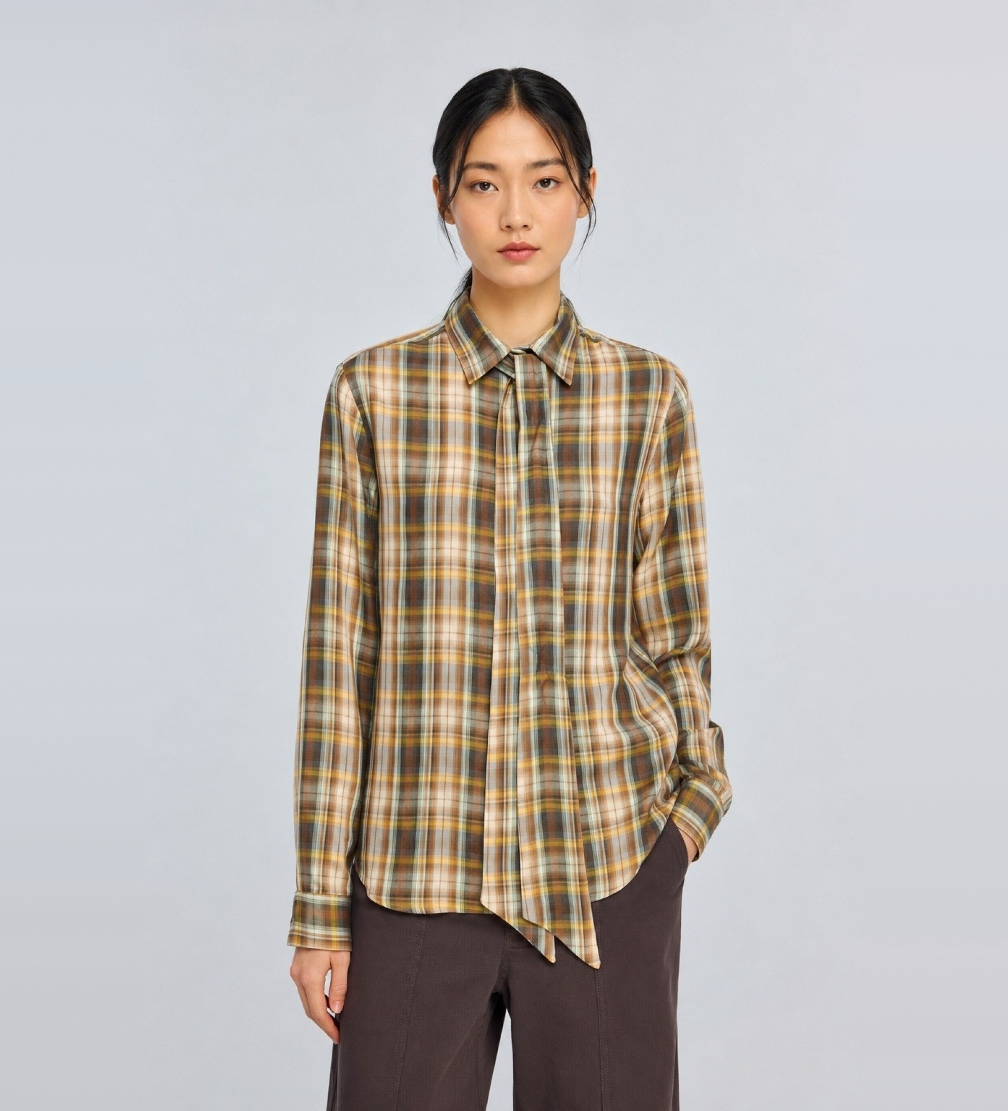Semicouture für Damen. Y6WQ02 Hemd Anne gelb, braun (42), Lässig, Mehrfarbig, Viskose, Langarm