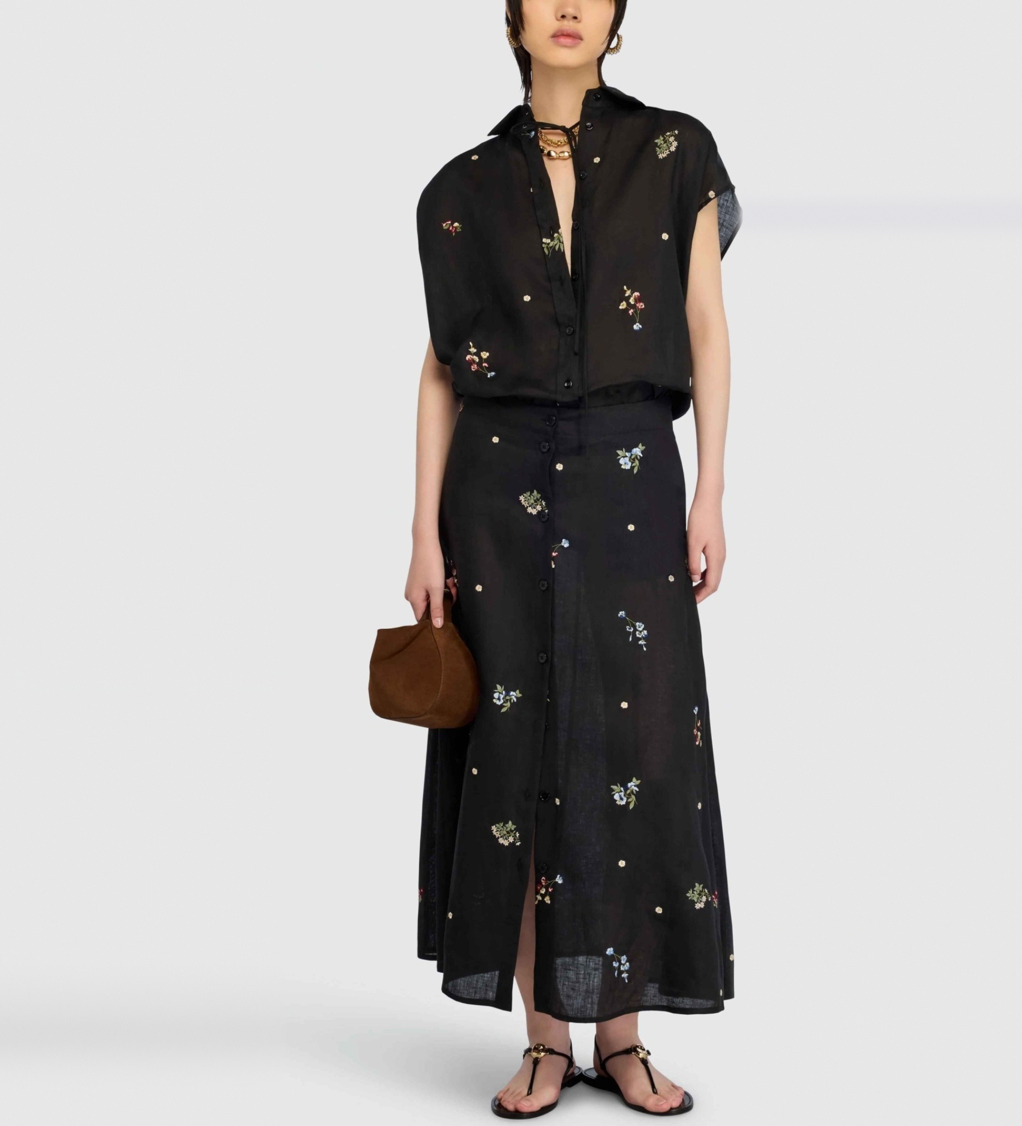 Semicouture für Damen. S6SN57 Hemd Elen schwarz (42), Lässig, Leinen, Kurzarm