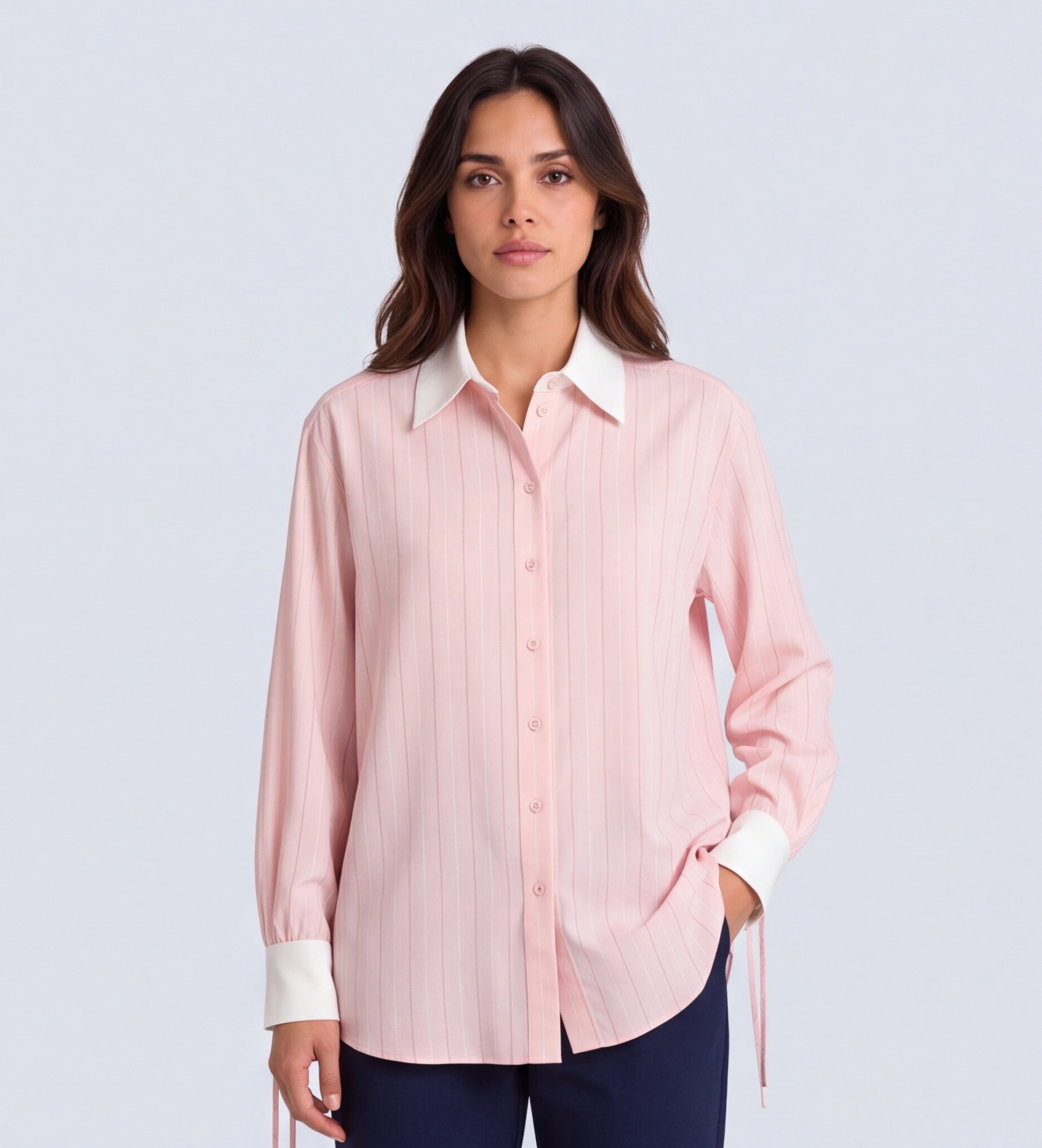 Semicouturevoor vrouwen. Y6WN05 Roze Thea-blouse (38), Casual, Viscose, Lange mouwen