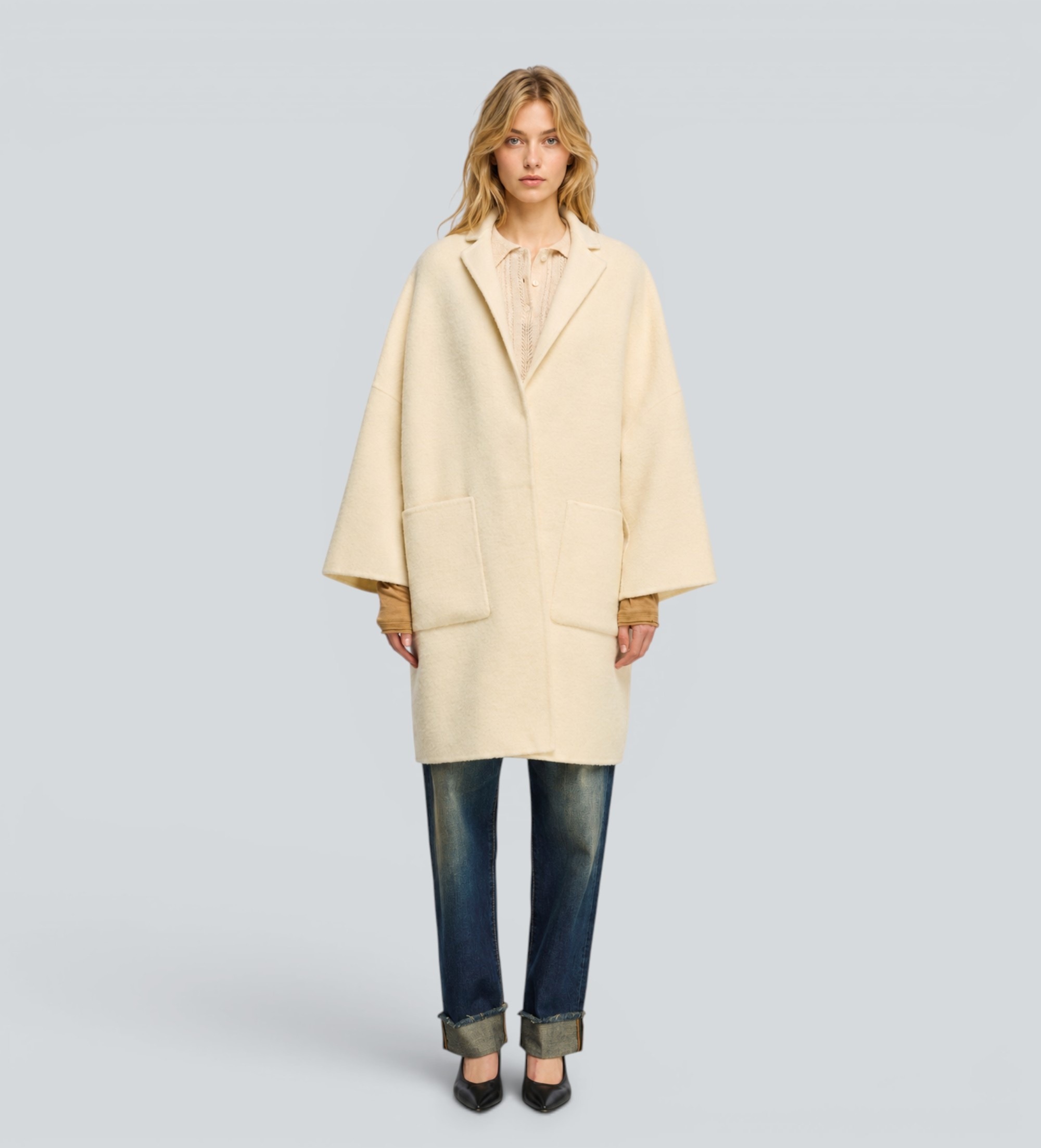 Semicouture für Damen. Y6WV11 Mantel Sigmund beige (40), Lässig, Wolle