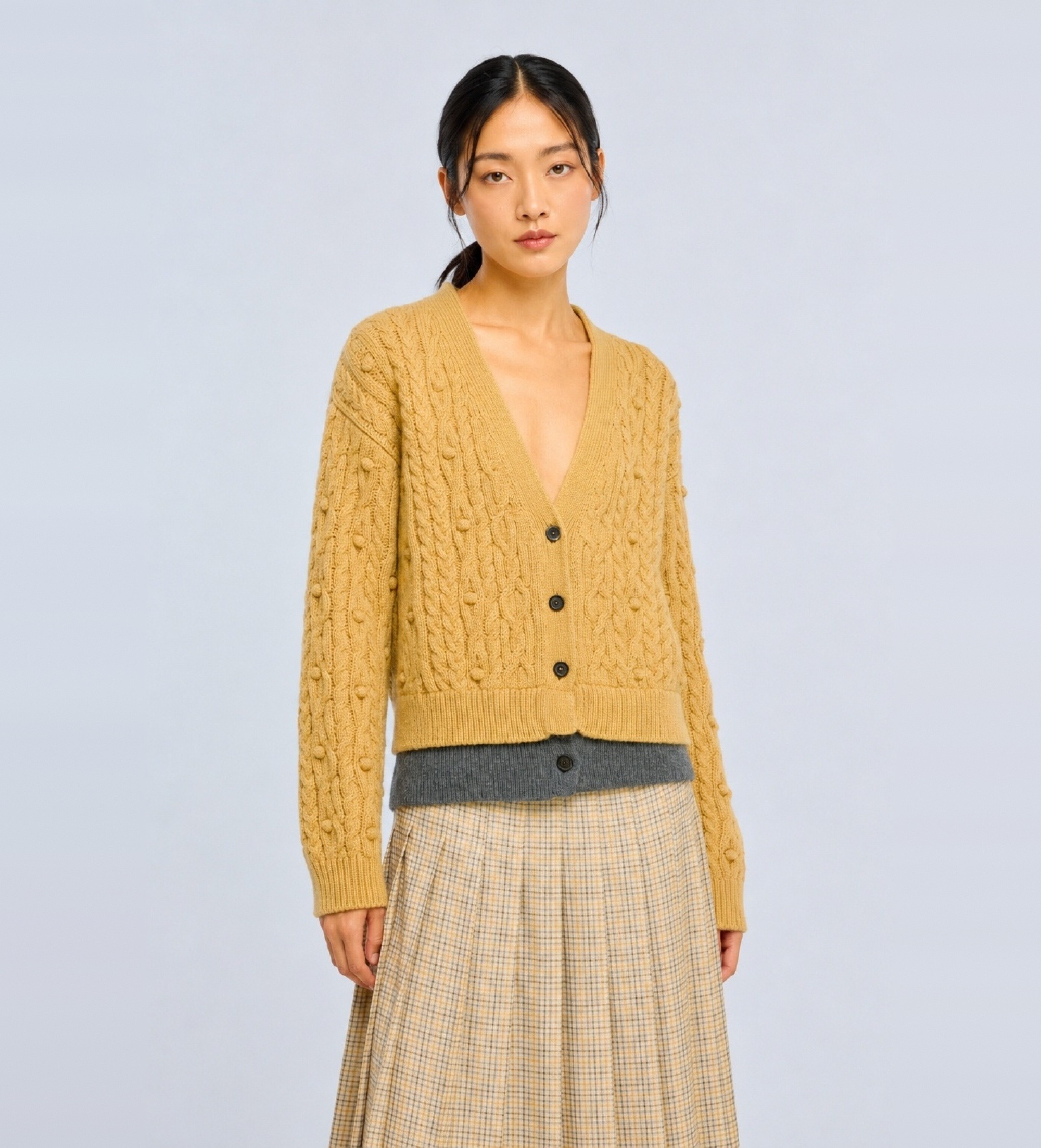 Semicouture für Damen. Y6WG53 Cardigan Jane gelb, grau (S), Lässig, Wolle, Senf
