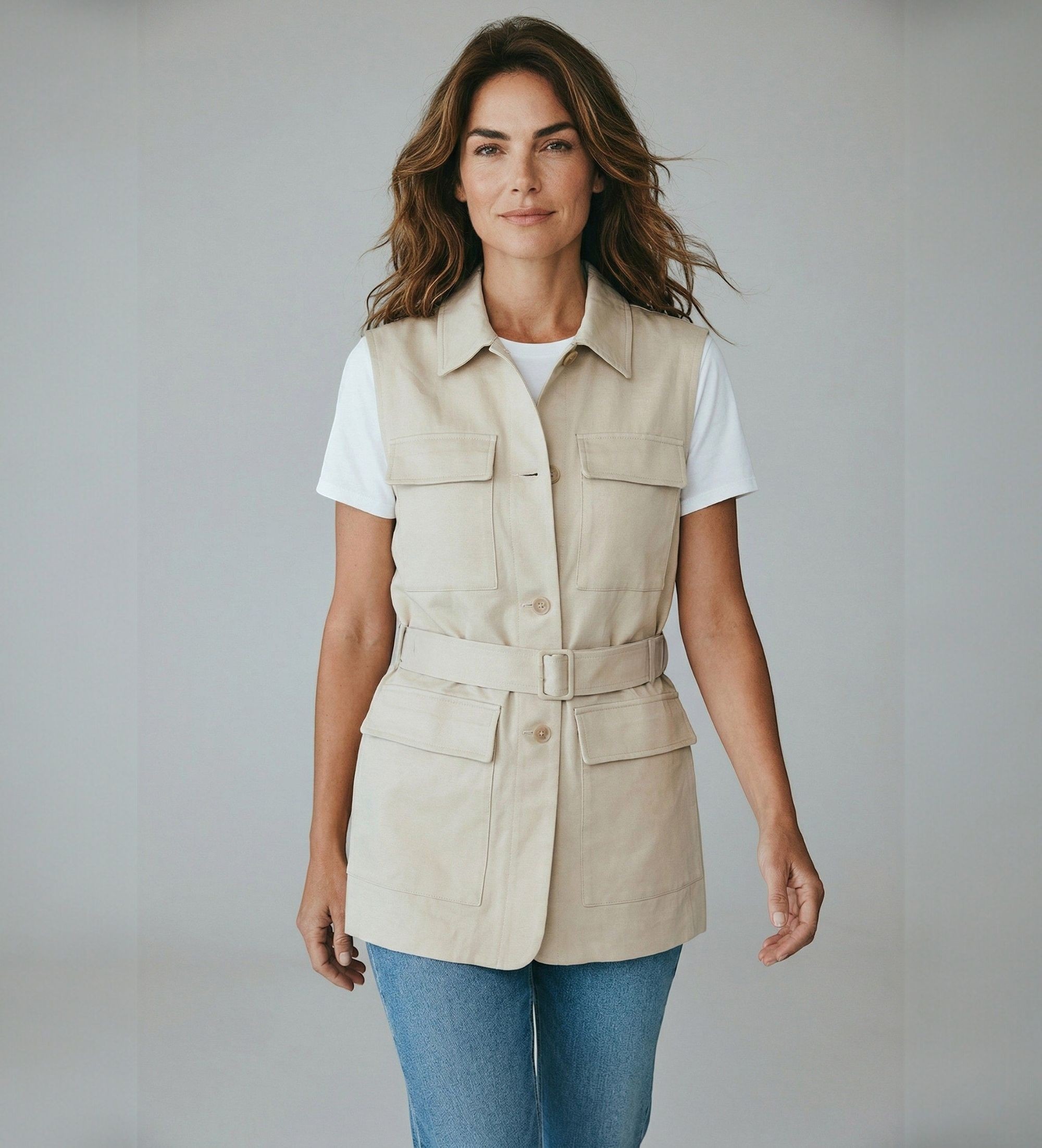 Semicouture für Damen. S6SM02 Weste Katee beige (44), Lässig, Leinen