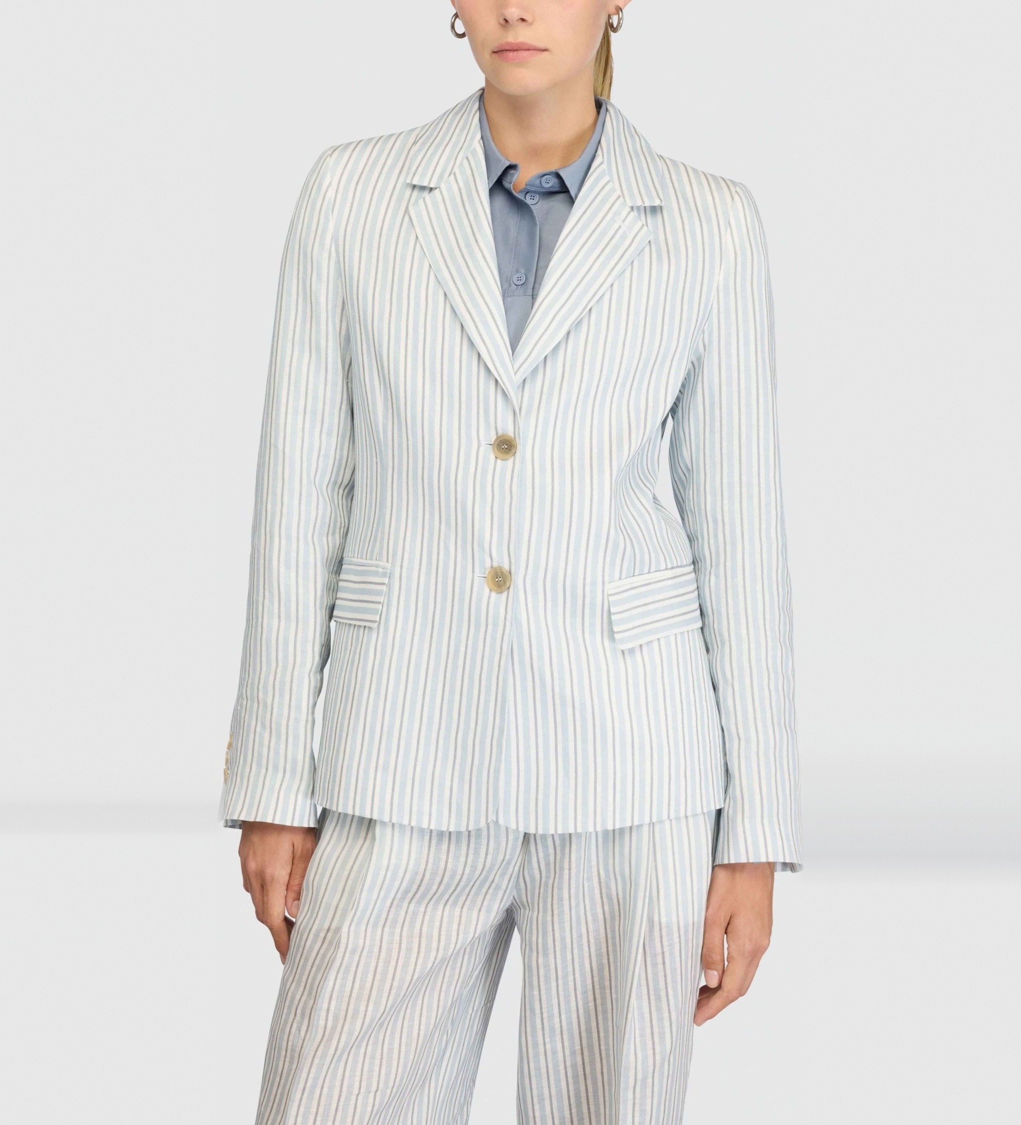 Semicouture für Damen. S6SS56 Kitty hellblaue Leinenjacke (42), Lässig