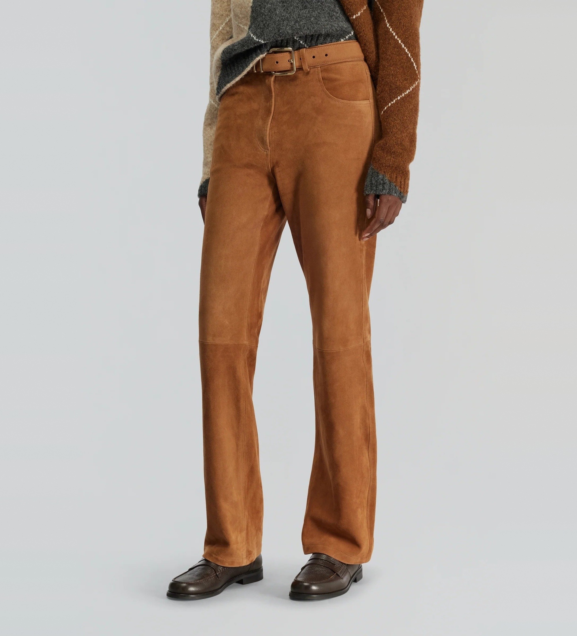 Semicouture für Damen. Y5WT30 Braune Elsa-Hose (40), Lässig, Wildleder