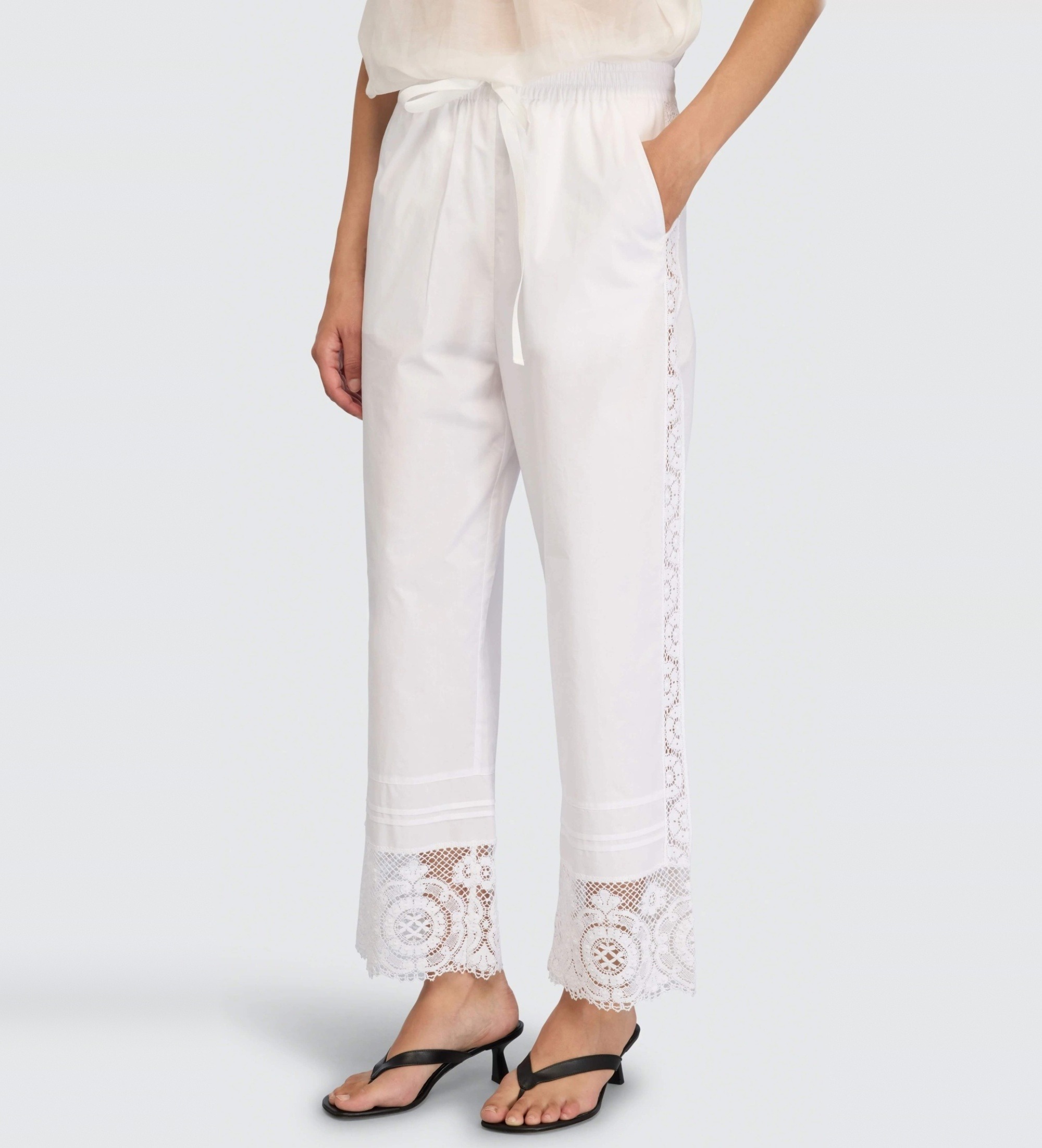 Semicouture für Damen. S6SG30 Ottoline Hose weiß (46), Lässig, Baumwolle