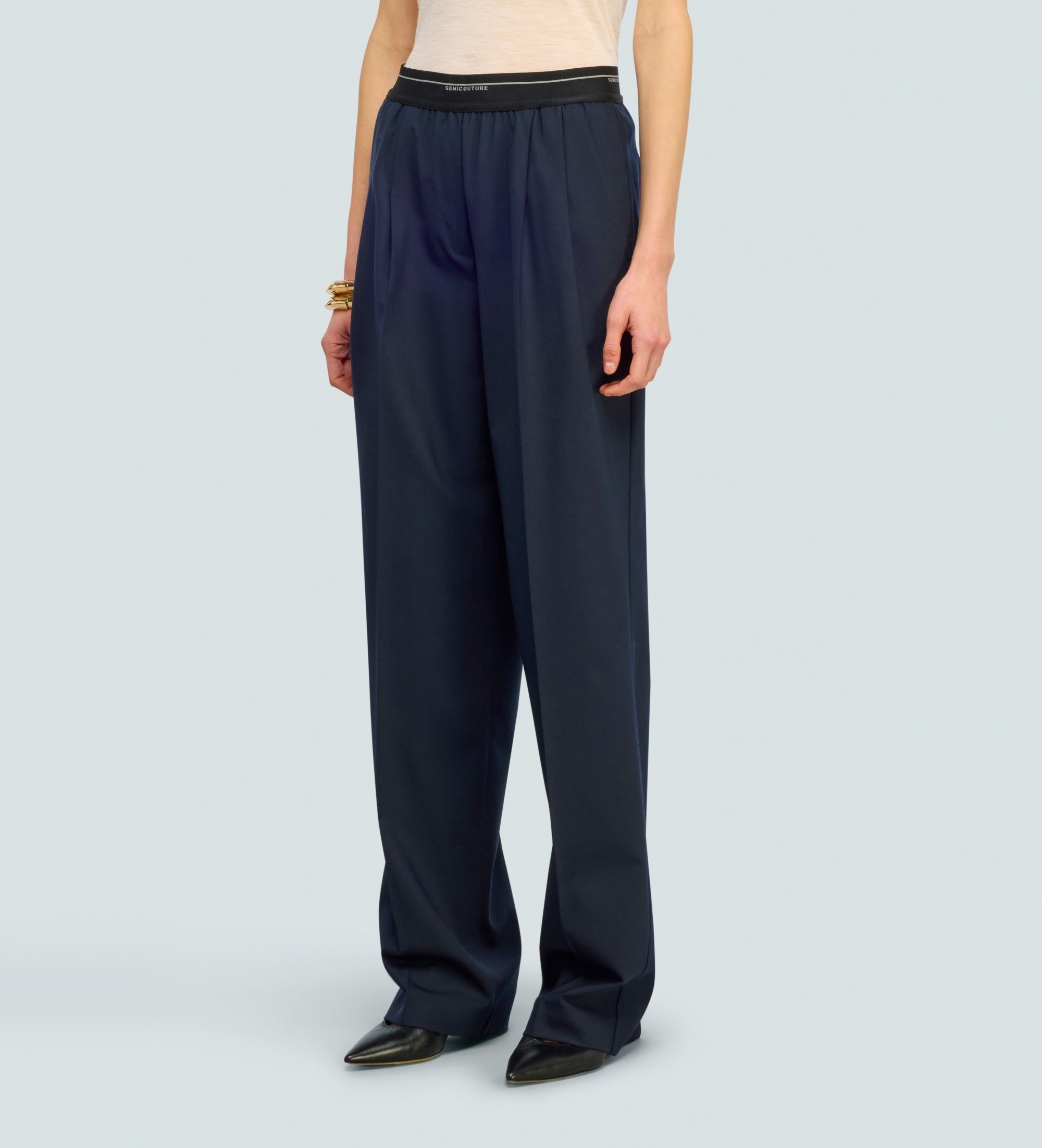 Semicouture für Damen. Y6WI36 Madyson Hose marineblau (46), Lässig, Klassisch, Polyester