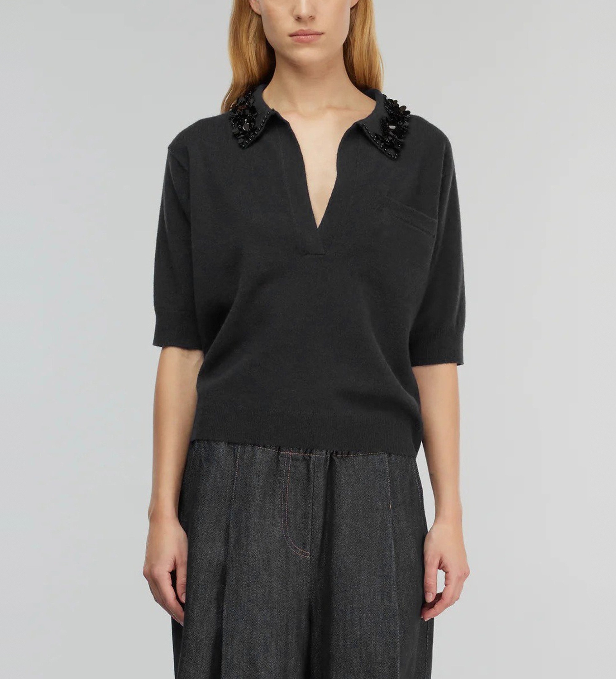 Semicouture für Damen. Y5WD27 Polo Giulia schwarz (M), Lässig, Cachemir, Langarm
