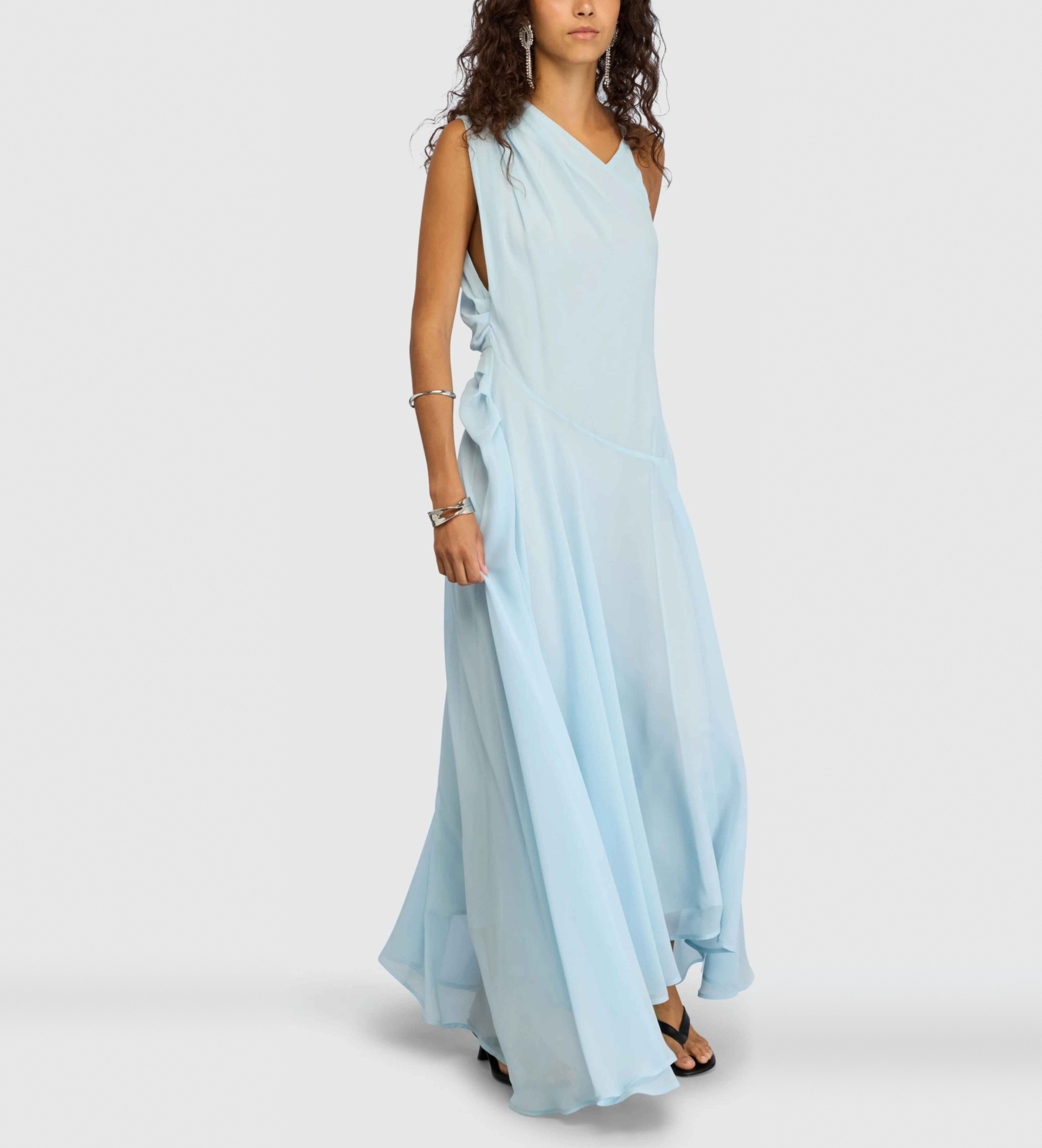 Semicouture für Damen. S6ST54 Allie Kleid blau (46), Lässig, Acrylglas, Ärmellos / Hosenträger
