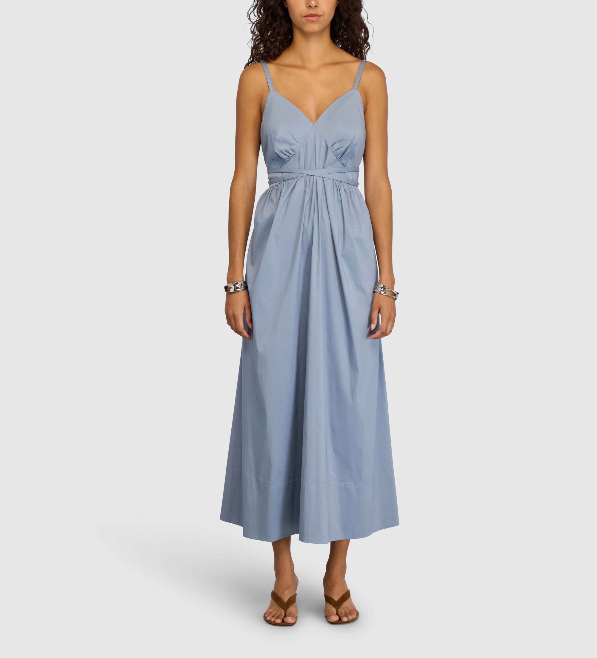 Semicouture für Damen. S6SK29 Alyssa Kleid blau (44), Lässig, Baumwolle, Ärmellos / Hosenträger
