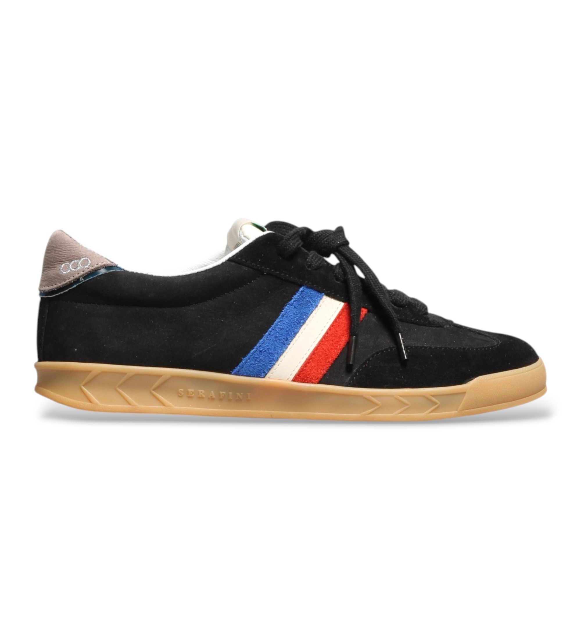 Serafini für Herren. AI26UFG5 Flache Wildleder-Sneaker in Schwarz-Gold (44), Wohnung, Schnürsenkel, Lässig