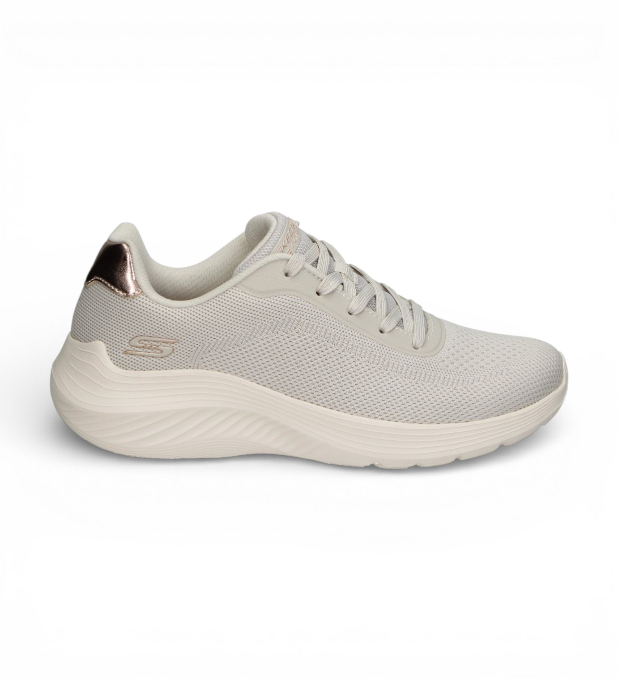 Skechers für Damen. 117679 Bobs Squad Waves Current Look beige Turnschuhe (40), Wohnung, Schnürsenkel, Lässig