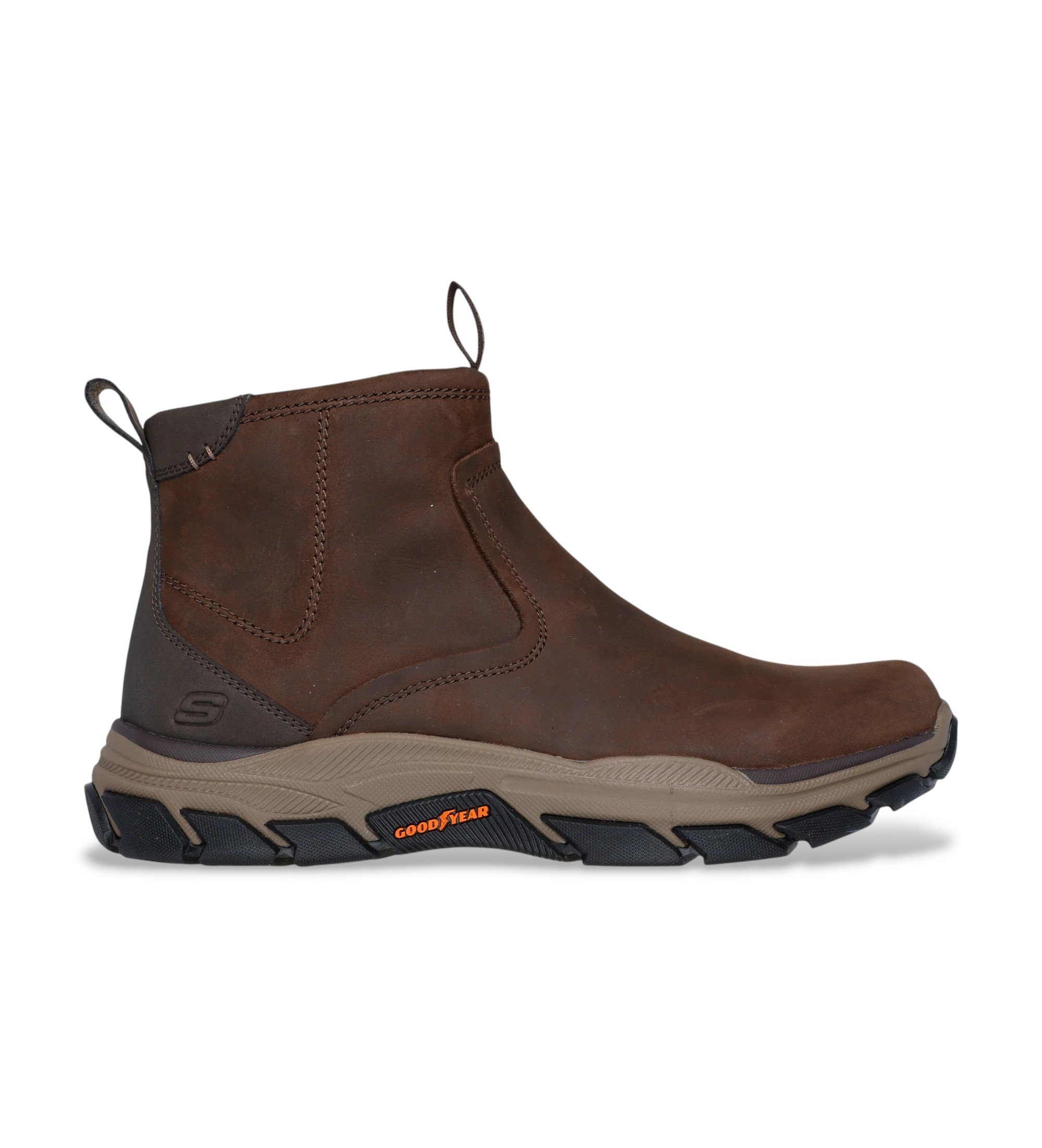Skechers für Herren. 205176 Relaxed Fit Respected Evanston Brauner Lederstiefel (40), Wohnung, Reißverschluss, Lässig