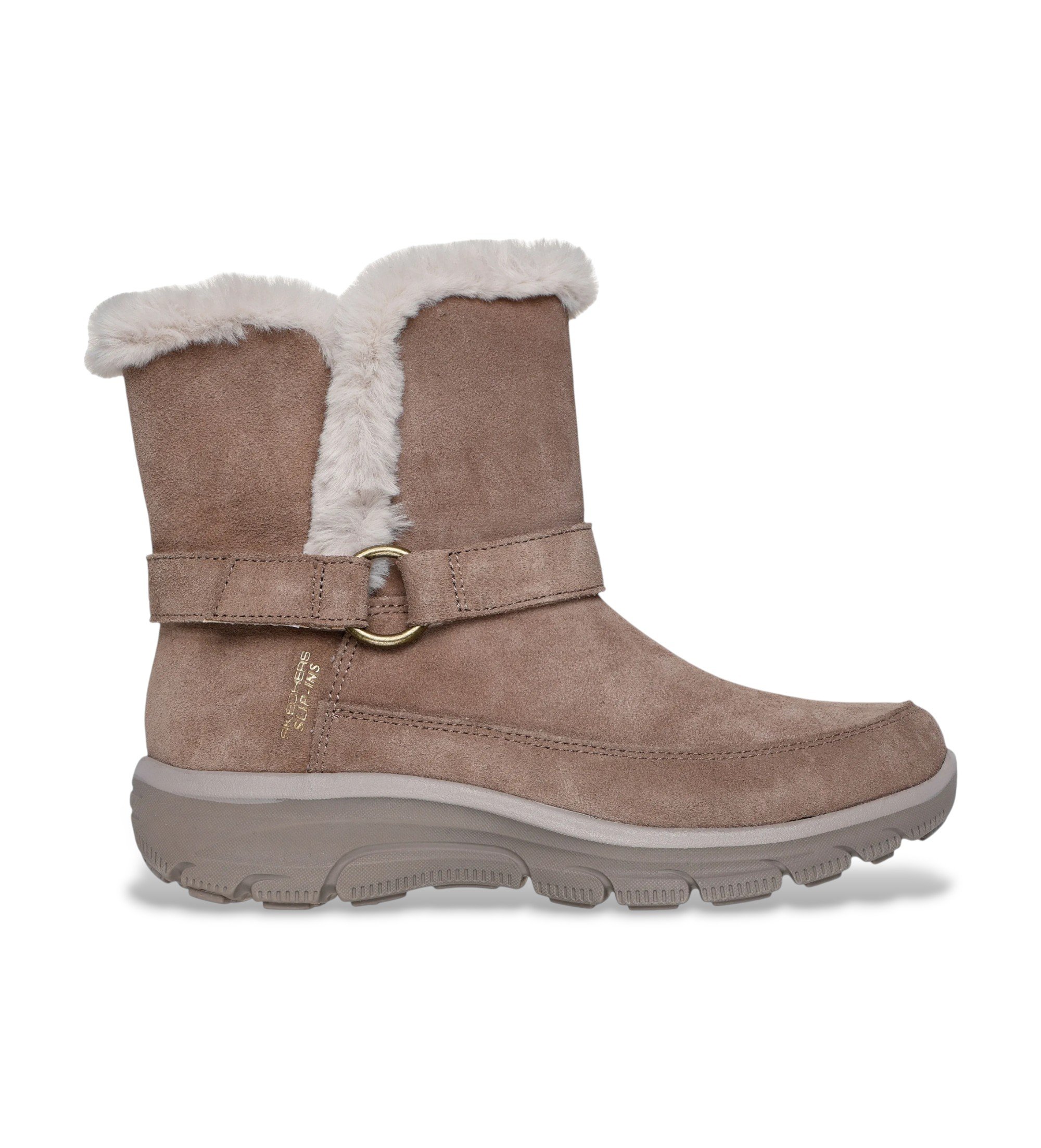 Skechers für Damen. 168051 Leder Slip-Ins Relaxed Fit Easy Going Dreamers Luxe Vibes braune Lederstiefeletten (37), Wohnung, Keine, Lässig