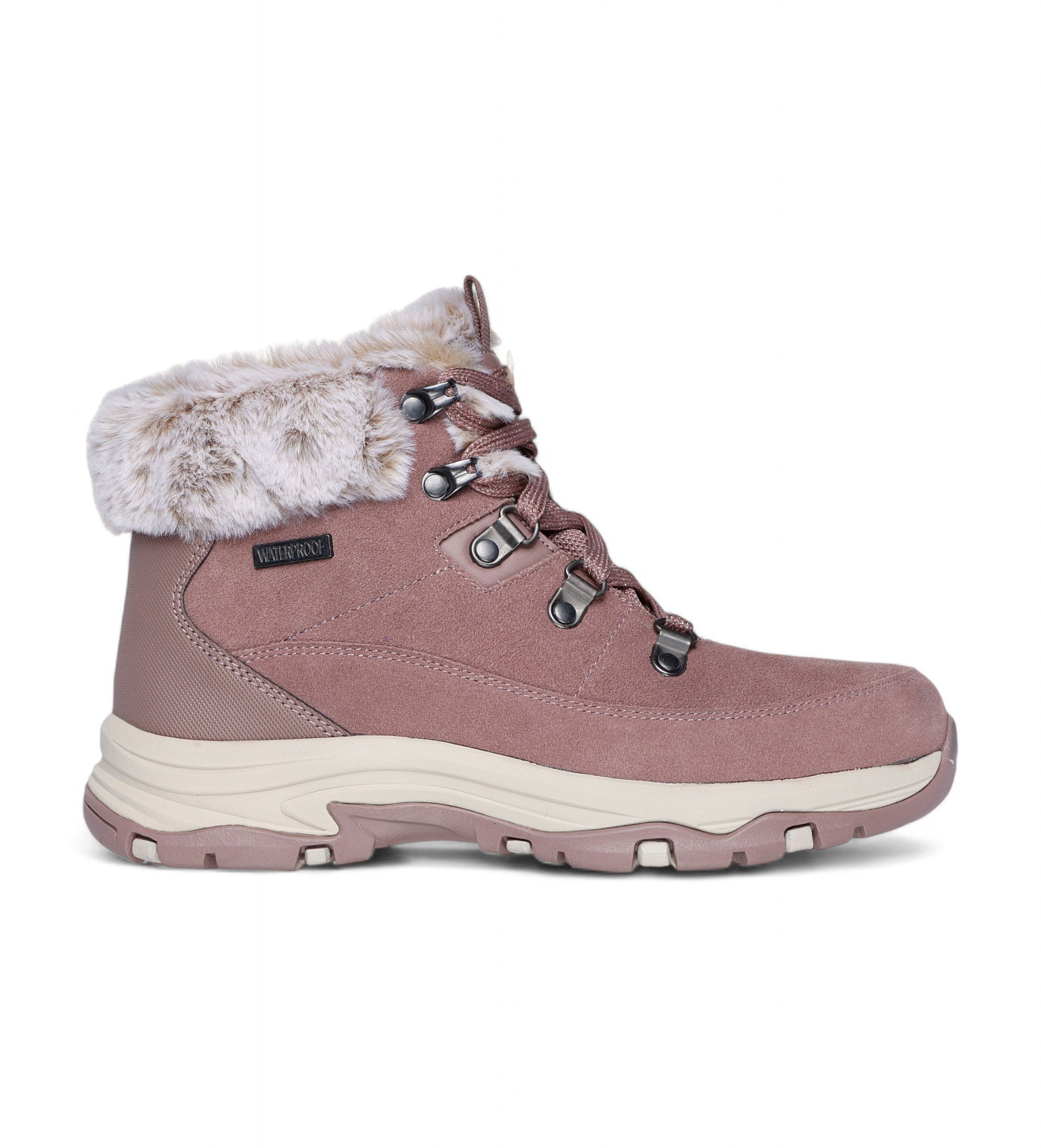 Skechers für Damen. 167882 Trego Snow Worries Lederstiefel rosa (39), Wohnung, Schnürsenkel, Lässig, Draußen