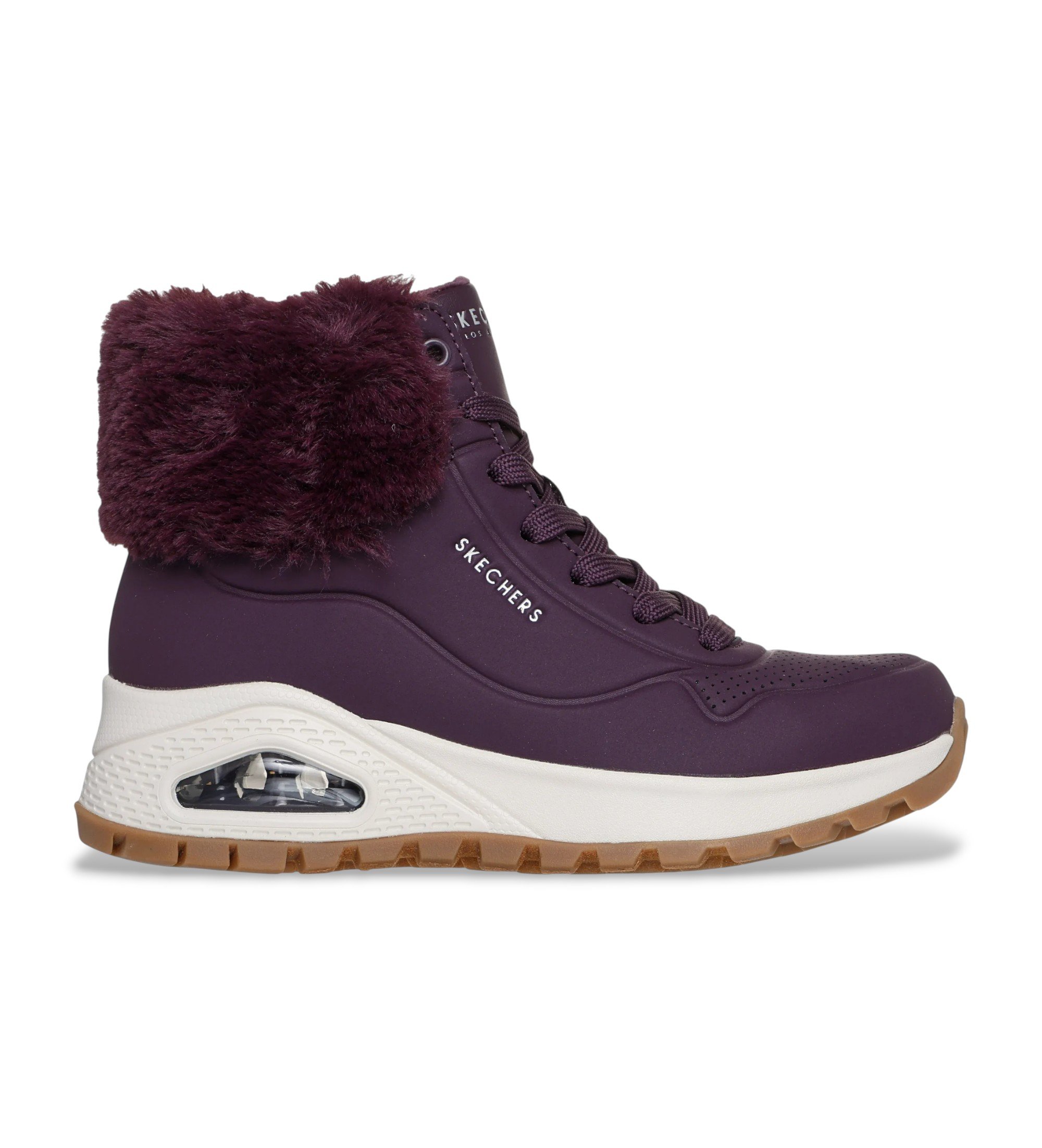 Skechers für Damen. 167274 Stiefelette Uno Rugged Fall Air lila (41), 3 bis 5 cm, Schnürsenkel, Lässig, Flieder