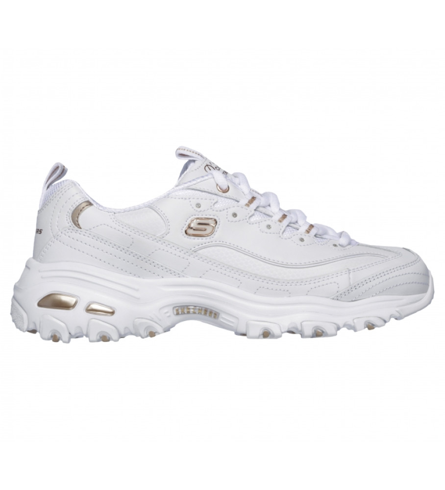 Skechers für Damen. 11931 D'Lites Fresh Start Schuhe weiß (42), Leder, Schnürsenkel, Lässig