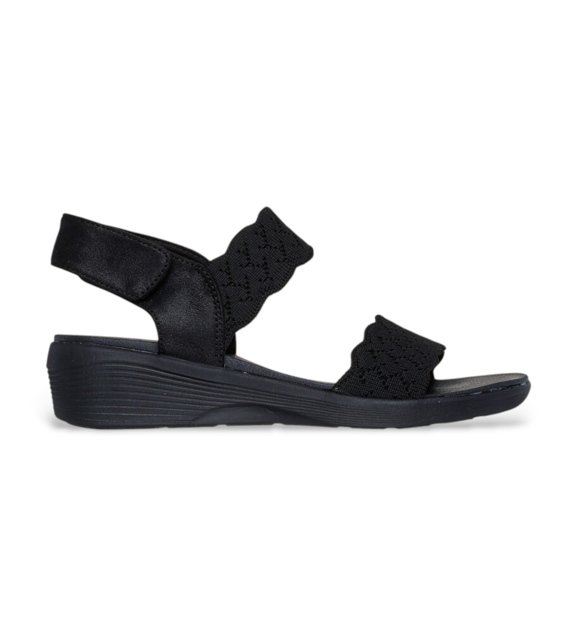 Skechers für Damen. 163165 Arya On The Rise Sandalen schwarz (38), 3 bis 5 cm, Klettverschluss, Lässig