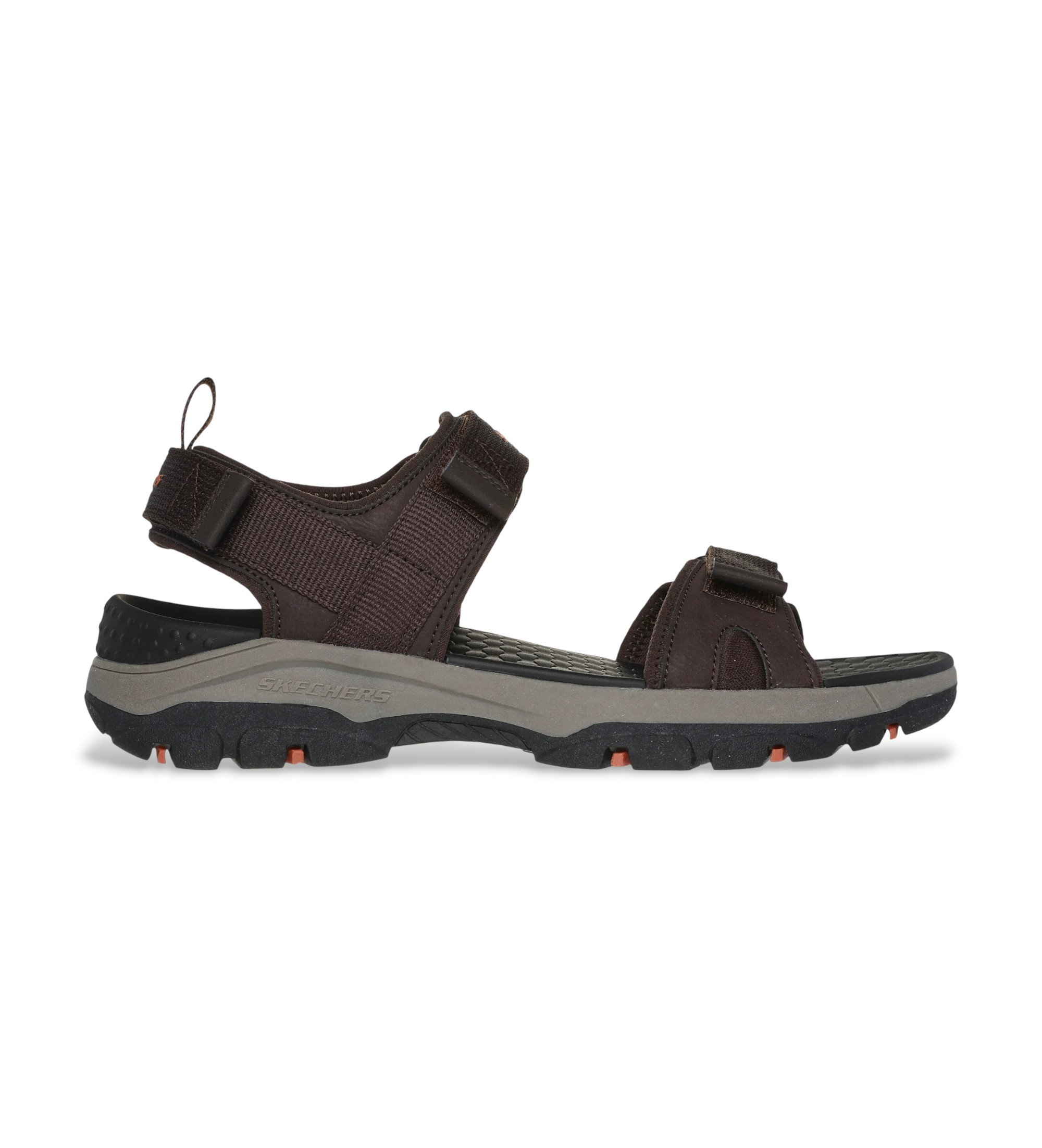 Skechers für Herren. 205112 Entspannt Fit Tresmen Ryer Braun Sandalen (45), Wohnung, Klettverschluss, Lässig