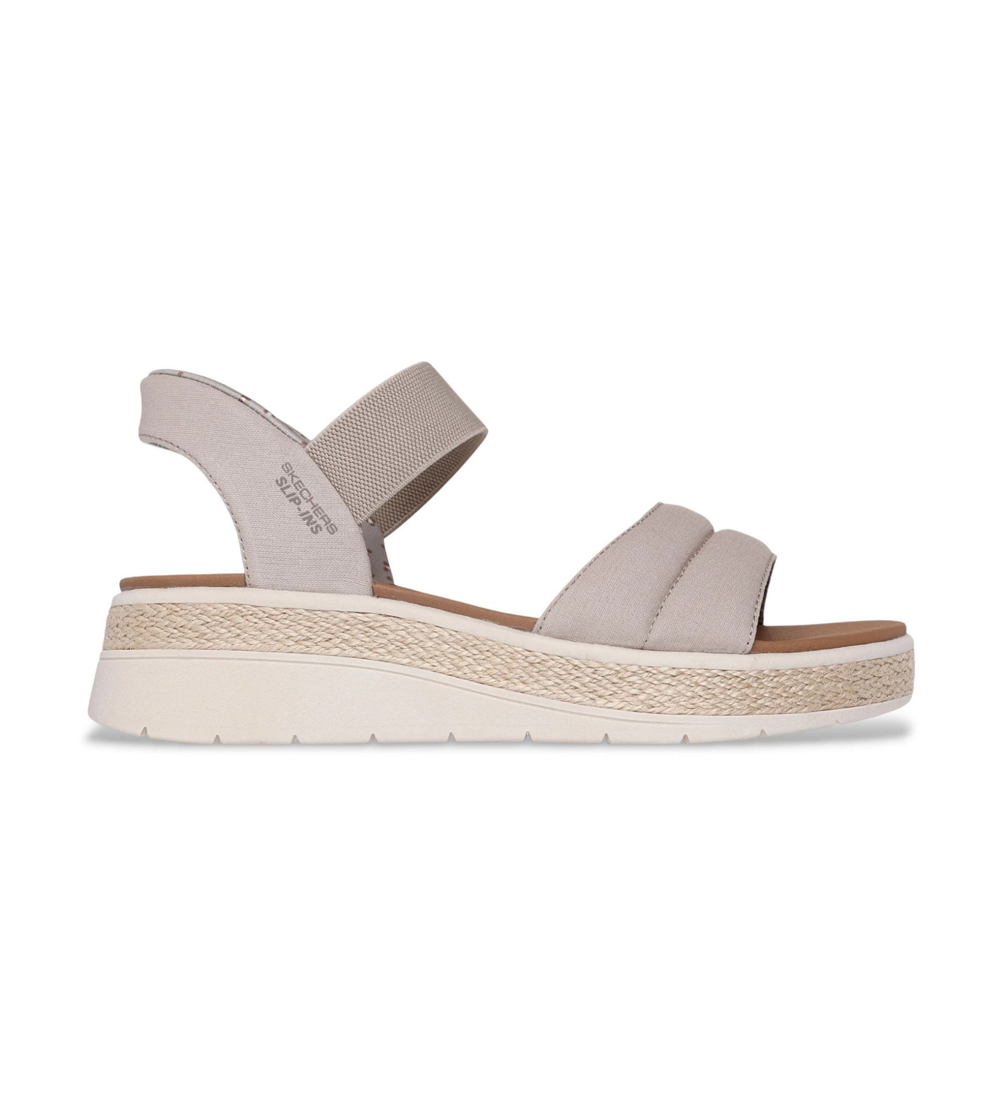 Skechers für Damen. 114413 Slip-Ins Bobs Sun Ray taupe Sandalen (40), Wohnung, 3 bis 5 cm, Keine, Lässig
