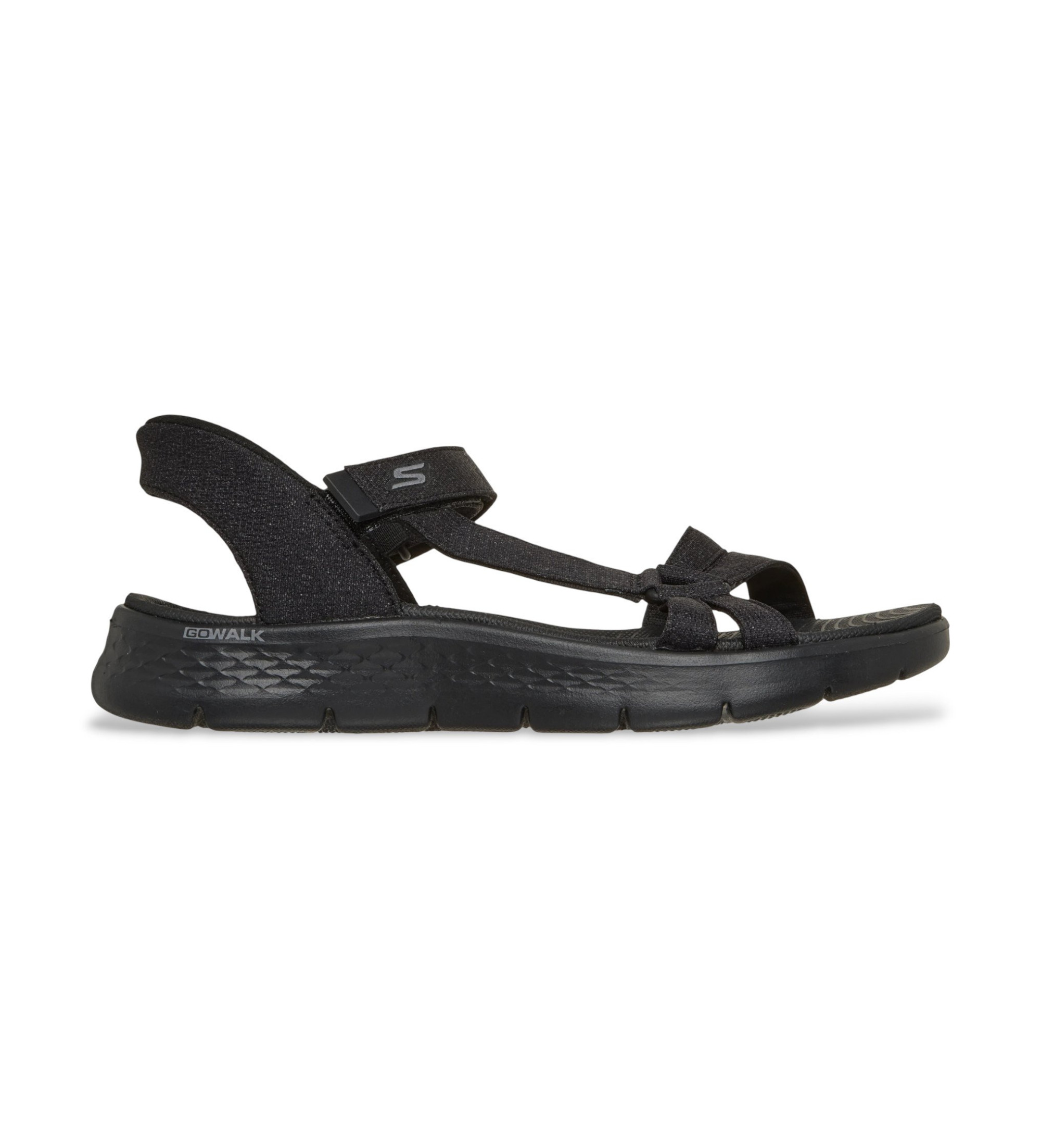 Skechers für Damen. 141481 Sandalias Slip-ins: GO WALK Flex - Illuminate schwarz (41), Wohnung, 1 bis 3 cm, Klettverschluss, Lässig