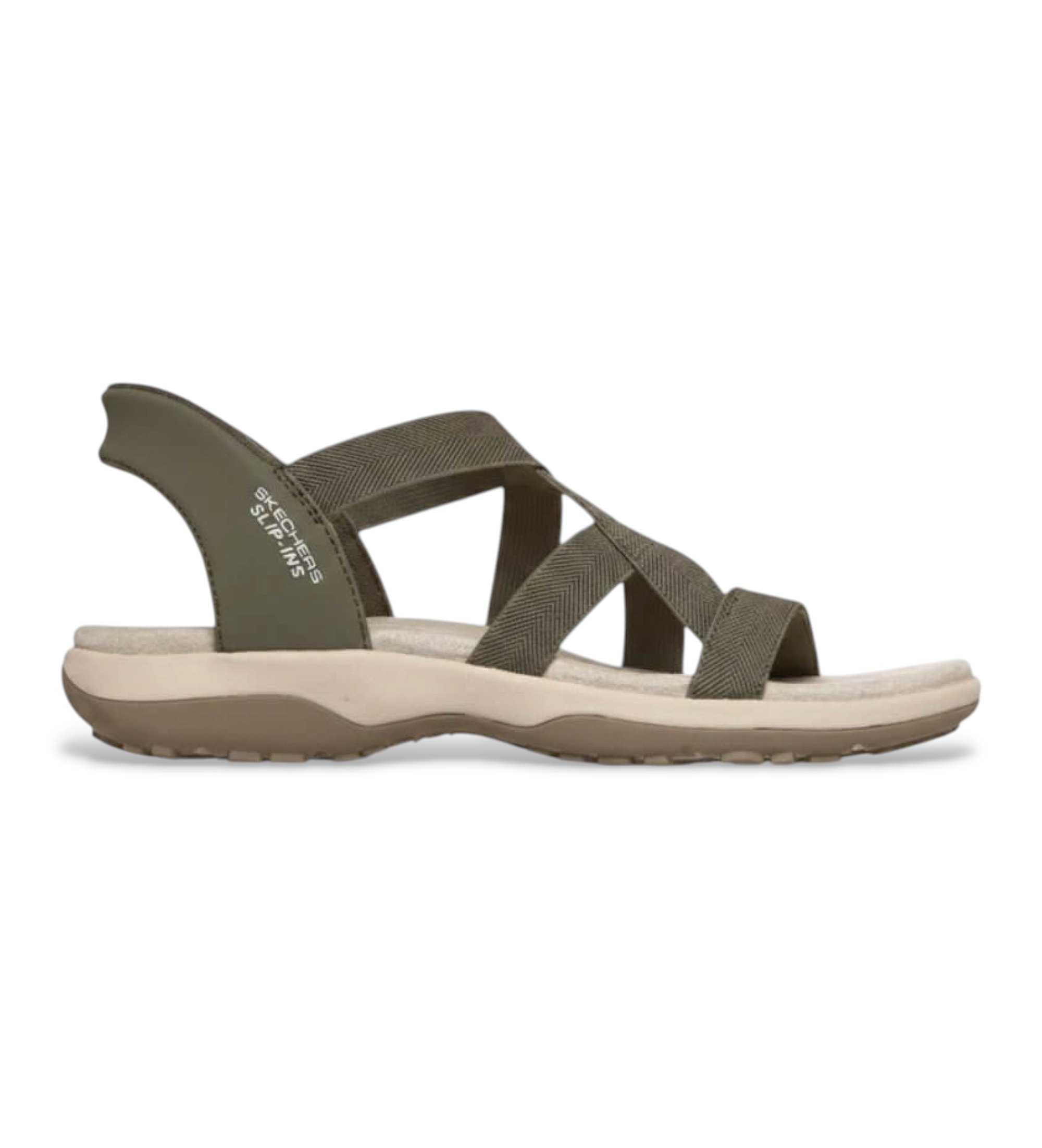 Skechers für Damen. 163460 Sandaletten Reggae Slim - Stretch Flex olivgrün (40), Wohnung, Keine, Lässig, Strandbekleidung