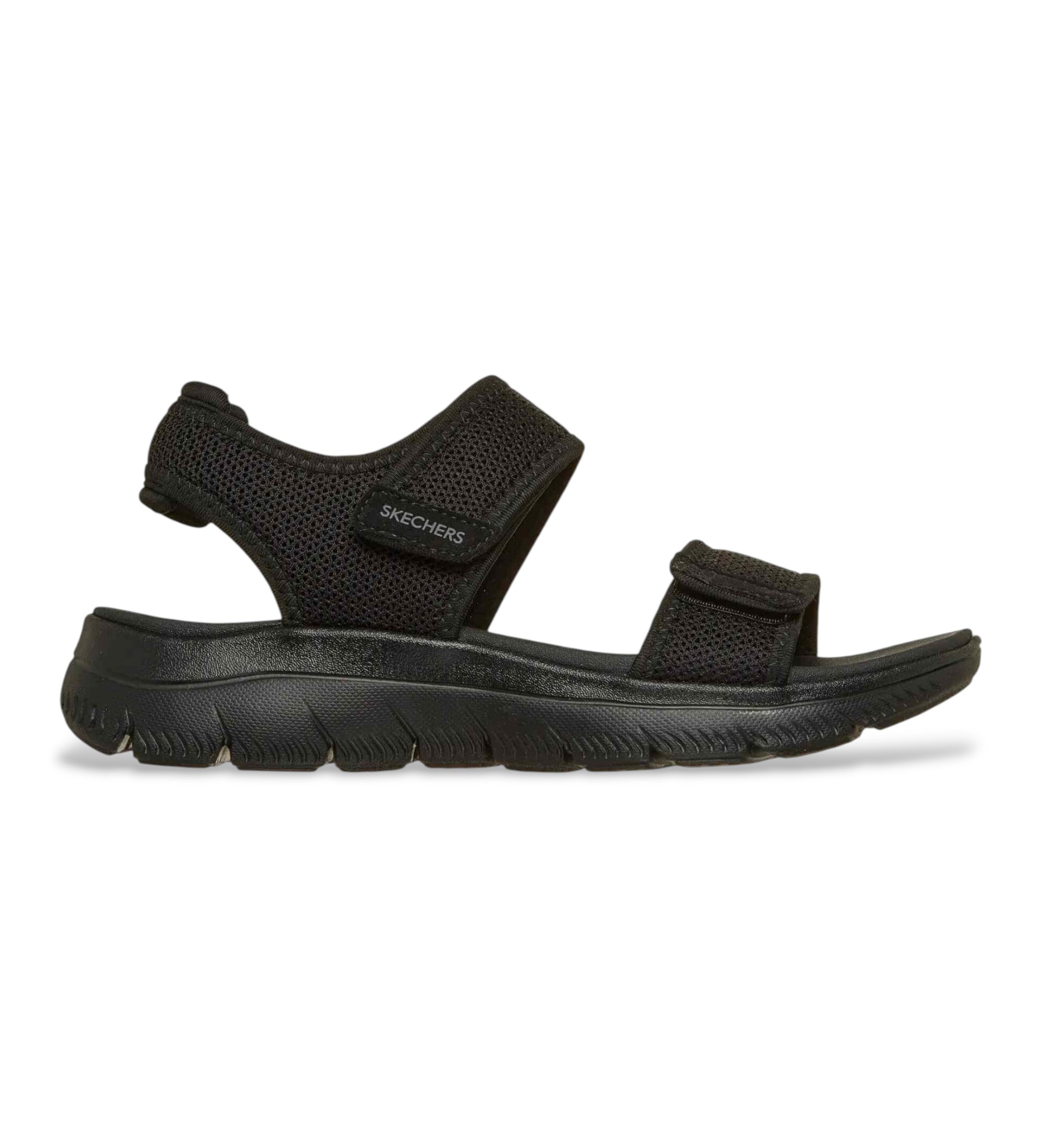 Skechers für Damen. 163158 Summits Sandalen schwarz (40), 1 bis 3 cm, Klettverschluss, Lässig, Strandbekleidung