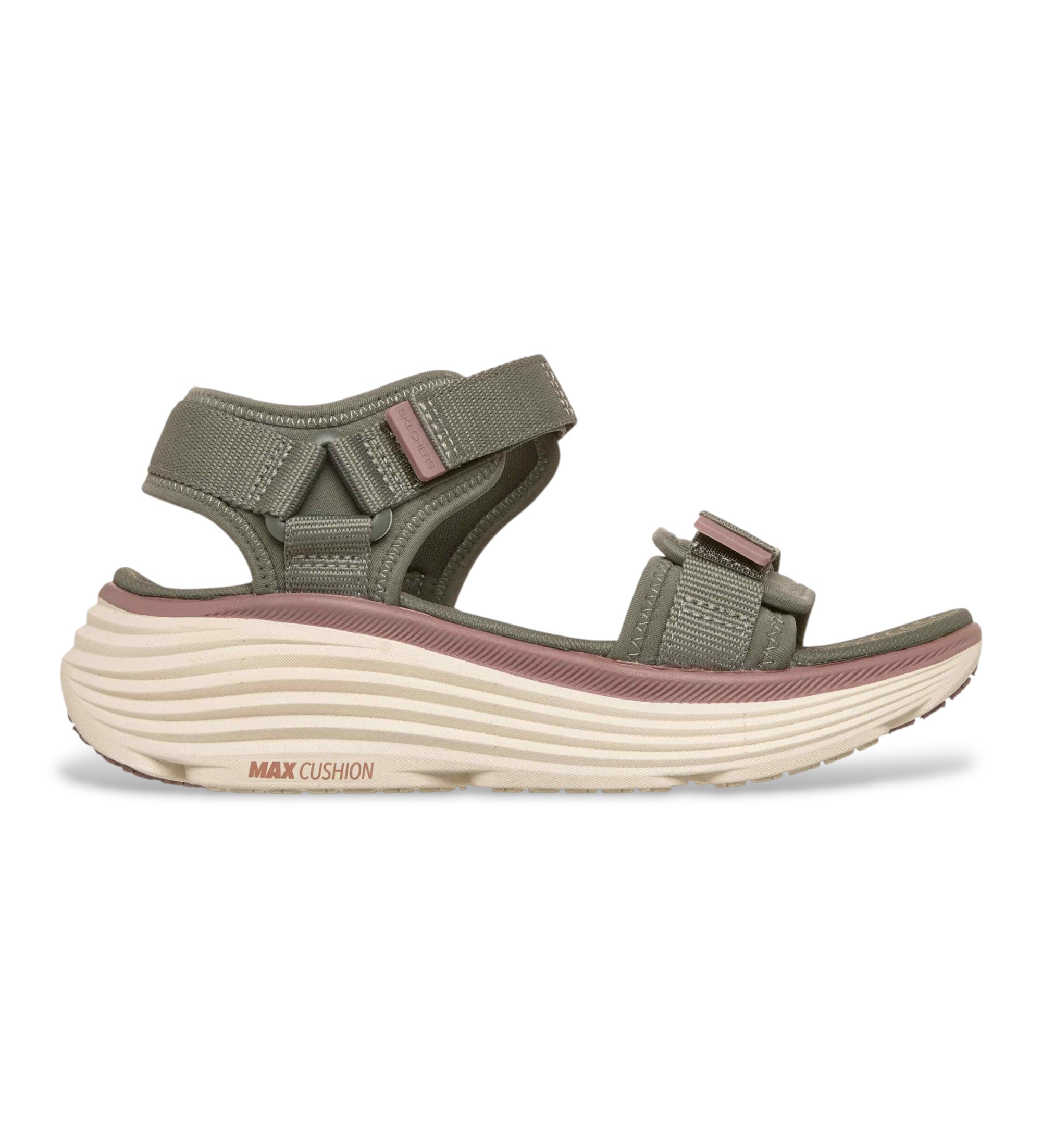 Skechers für Damen. 141755 Viertelriemen-Sandalen aus Gurtband grün (41), 3 bis 5 cm, Klettverschluss, Lässig