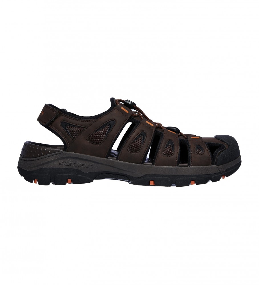 Skechers für Herren. 204111 Tresmen Sandalen - Braun Outseen (44), 1 bis 3 cm, Klettverschluss, Lässig, Sportlich, Draußen