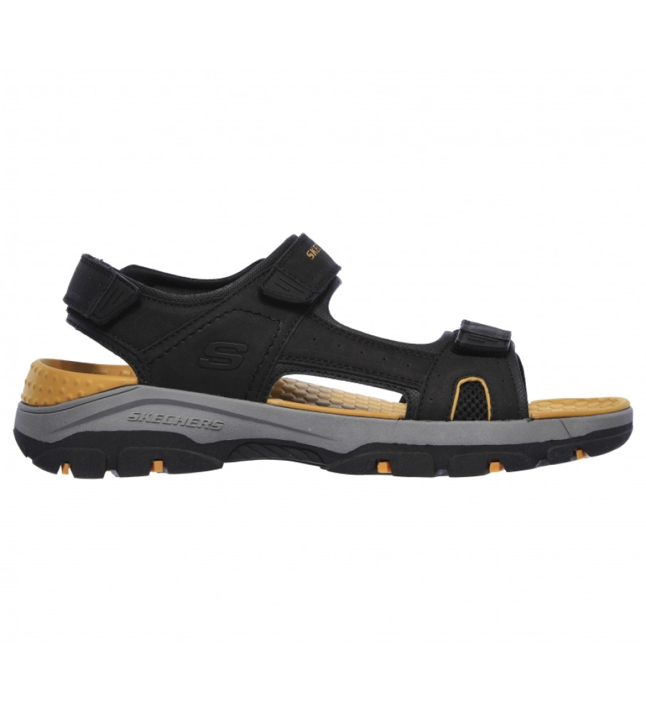 Skechers für Herren. 204106 Tresmen Hirano-Sandalen schwarz (43), Wohnung, 1 bis 3 cm, Klettverschluss, Lässig