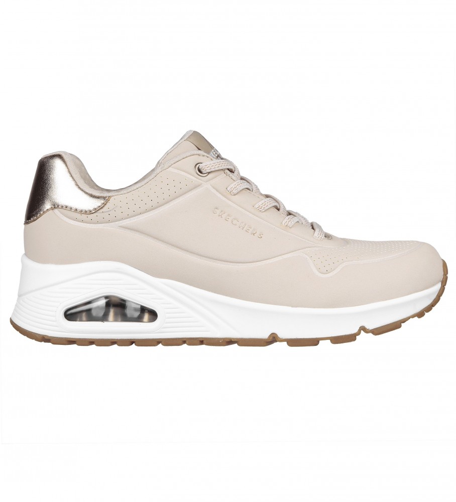 Skechers für Damen. 155196 Turnschuhe Uno - Shimmer Away beige (36), 3 bis 5 cm, Schnürsenkel, Lässig, Sportlich, Laufen, Sportbekleidung, M