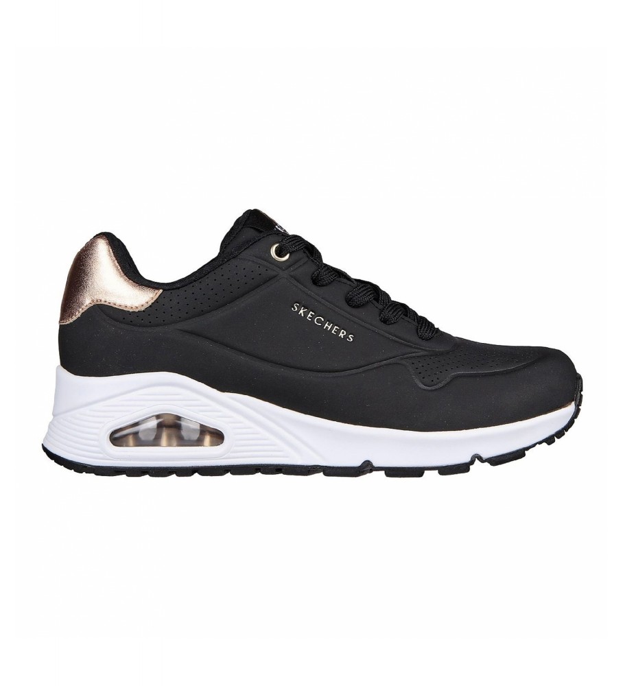Skechers für Damen. 177094 Sneakers UNO - Golden Air schwarz, weiß (39), Stoff, 3 bis 5 cm, Schnürsenkel, Lässig
