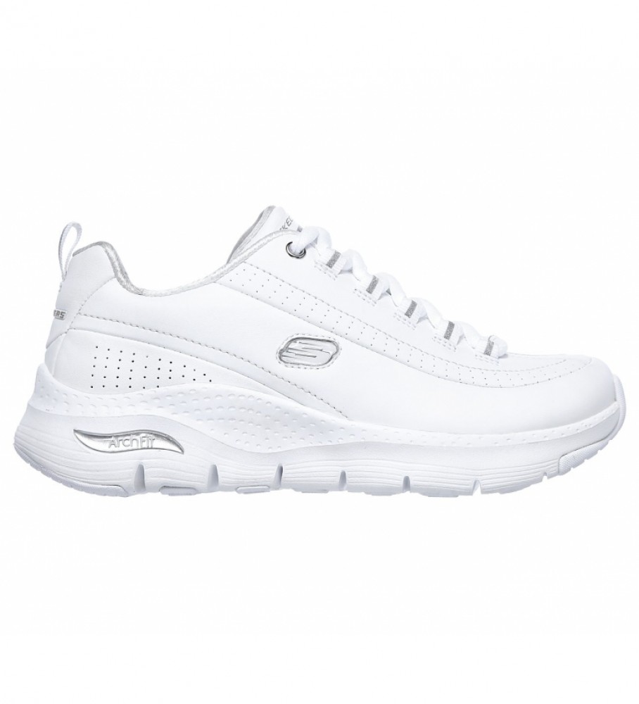 Skechers für Damen. 149146 Arch Fit Citi Drive Lederschuhe Weiß (41), Wohnung, Schnürsenkel, Lässig, Sportlich, Multisport