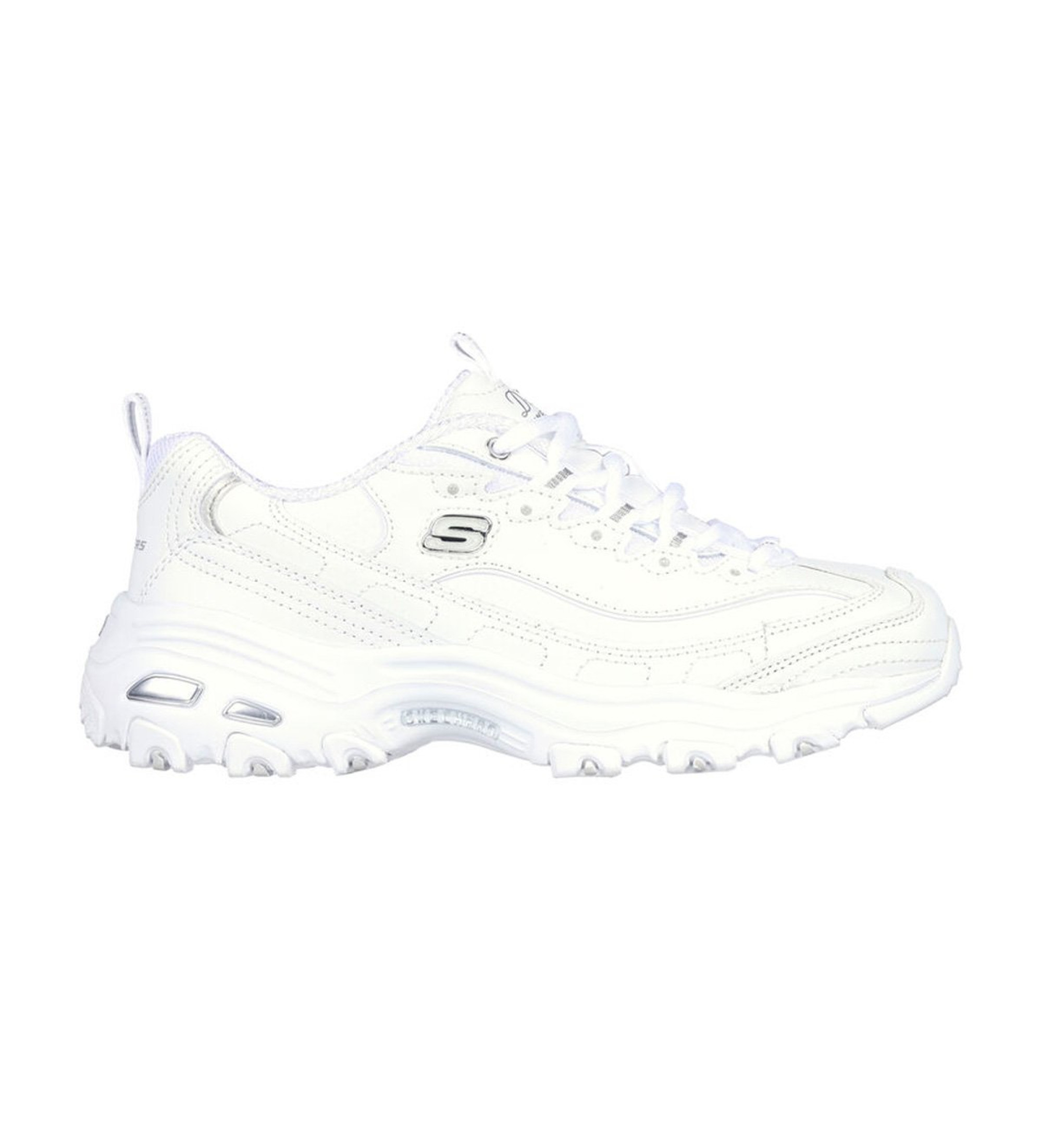 Skechers für Damen. 11931 D'Lites Fresh Start Leder-Sneakers weiß (36), Schnürsenkel, Lässig, Sportlich, Sportbekleidung, Multisport