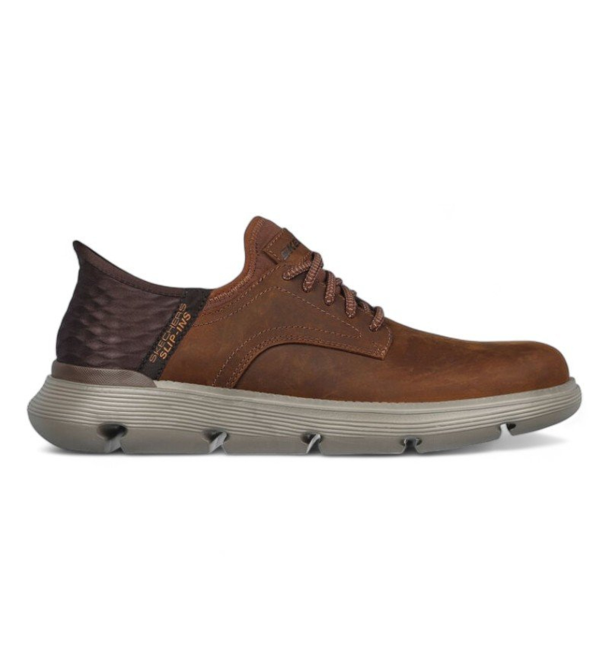 Skechers für Herren. 205046 Garza Gervin Braun Leder Turnschuhe (46), Wohnung, Schnürsenkel, Lässig