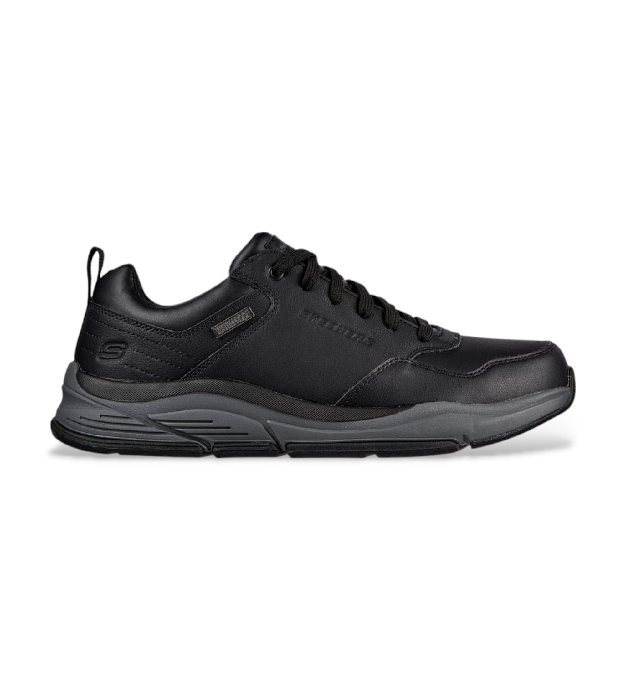 Skechers für Herren. 210021 Relaxed Fit Benago Leder Sneakers schwarz (40), Wohnung, Schnürsenkel, Lässig