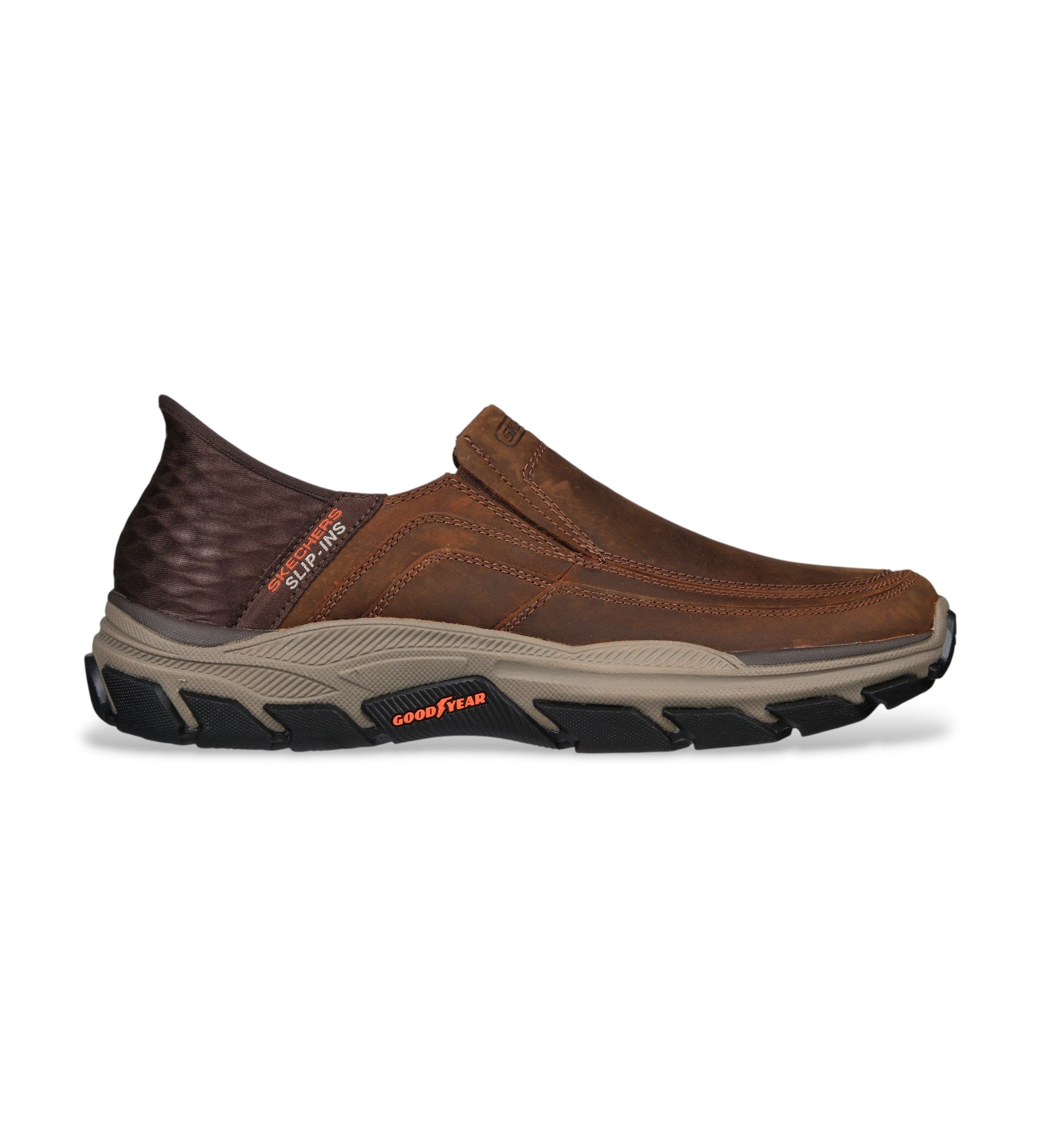 Skechers für Herren. 204810 Leder Slipper RF Respected Elgin Pantoffeln braun (46), Wohnung, Keine, Lässig