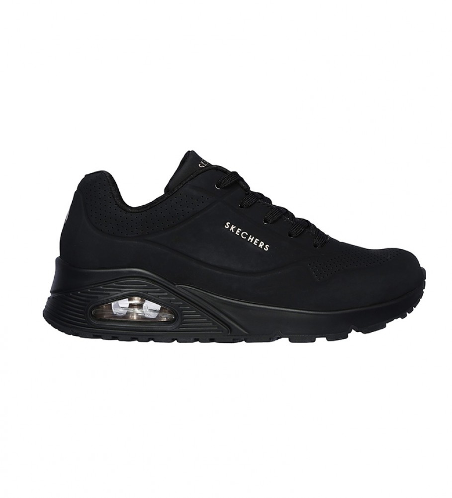 Skechers für Damen. 73690 Street Uno Leder Laufschuhe Stand on Air schwarz (36), Schnürsenkel, Lässig, Sportlich, Kunstleder
