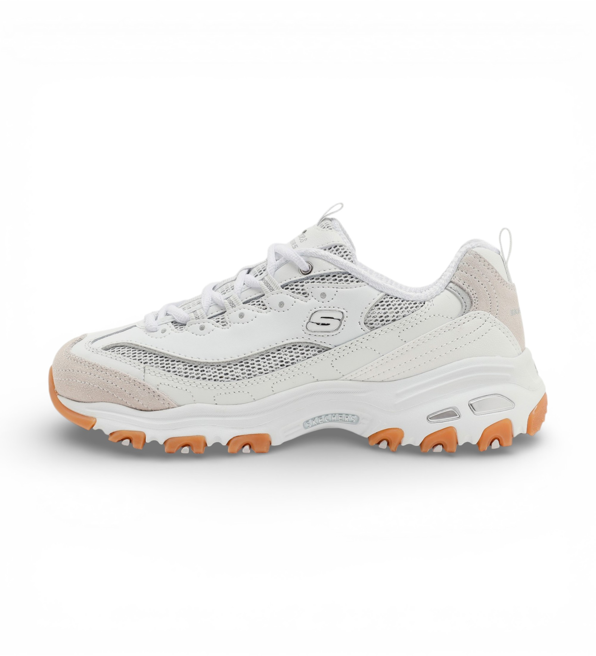 Skechers für Damen. 150724 Turnschuhe D'Lites Stellar Shimmer weiß (41), Wohnung, Schnürsenkel, Lässig