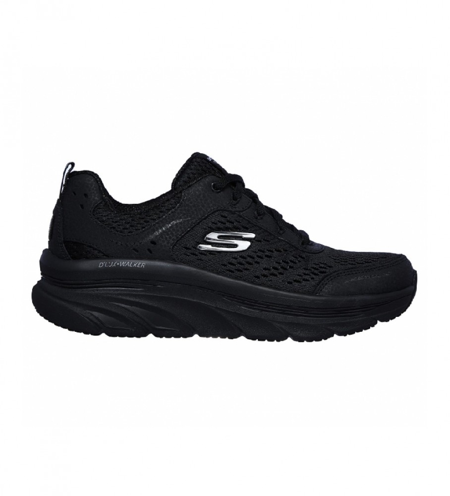 Skechers für Damen. 149023 D'Lux Walker Infinite Motion Lederschuhe schwarz (41), Wohnung, 1 bis 3 cm, Schnürsenkel, Sportlich, Multisport