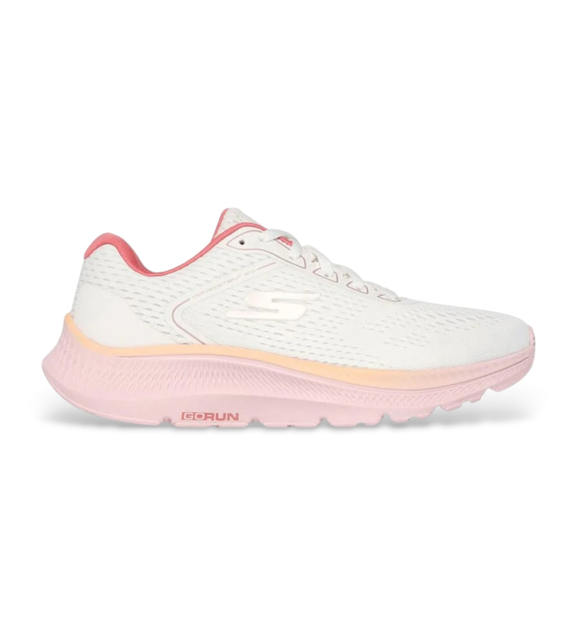 Skechers für Damen. 128607 Sneaker Go Run Consistent 2.0 - Mile Marker weiß, rosa (41), Wohnung, Schnürsenkel, Lässig, Sportlich, Multisport