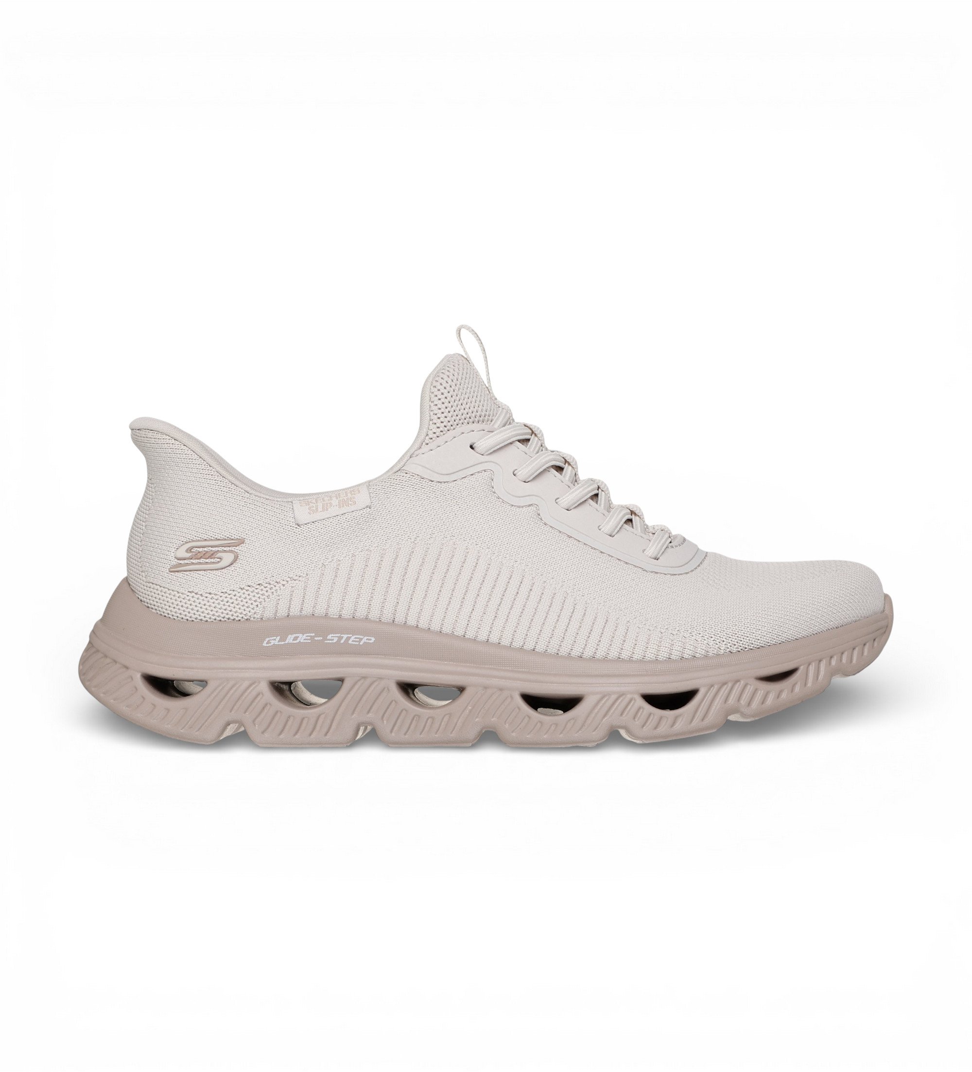 Skechers für Damen. 117629 Slip-Ins Bobs Sport Arc Waves beuge Hausschuhe (40), Beige, Wohnung, Schnürsenkel, Lässig