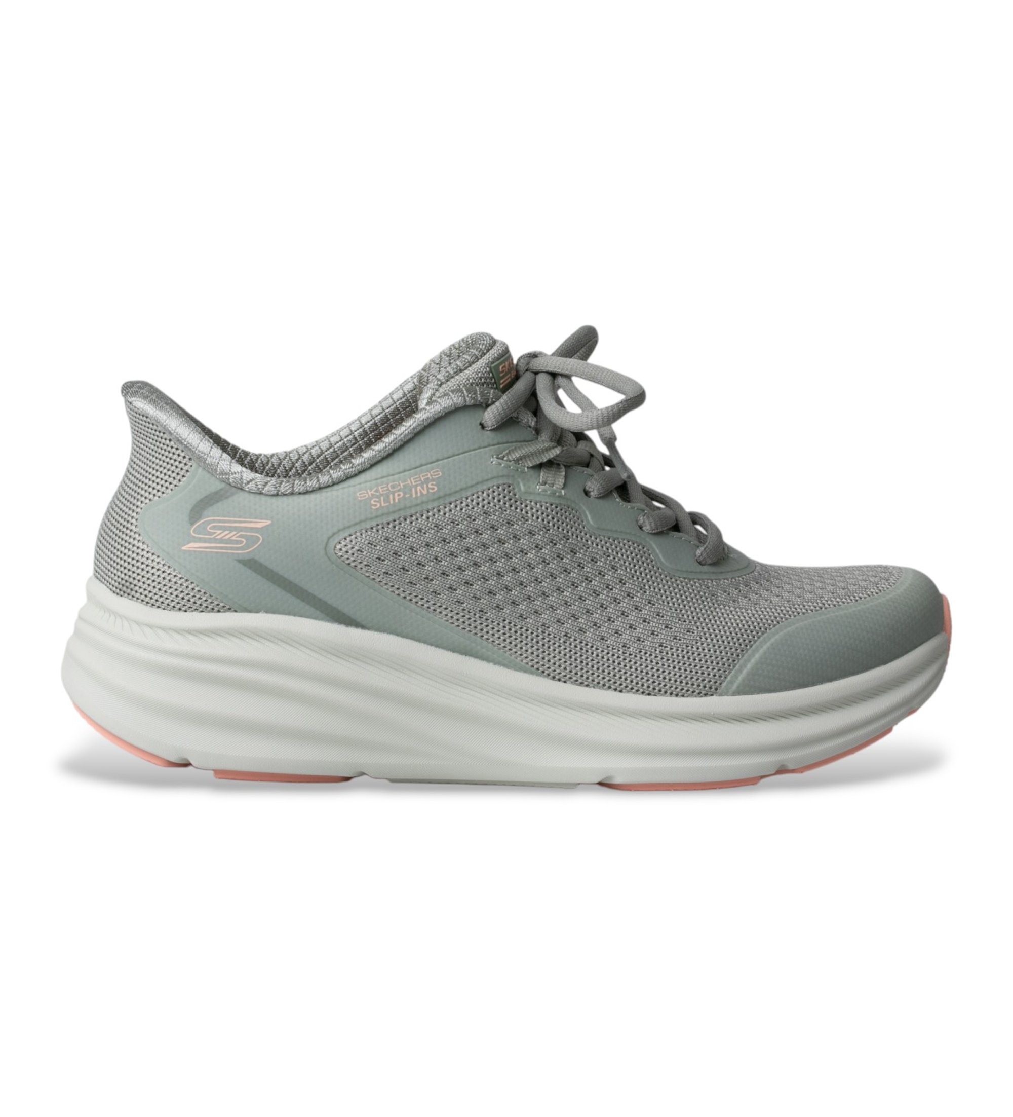 Skechers für Damen. 117756 Slip-ins Sneaker: BOBS Skillz - Too Essential grün (37), 3 bis 5 cm, Schnürsenkel, Lässig