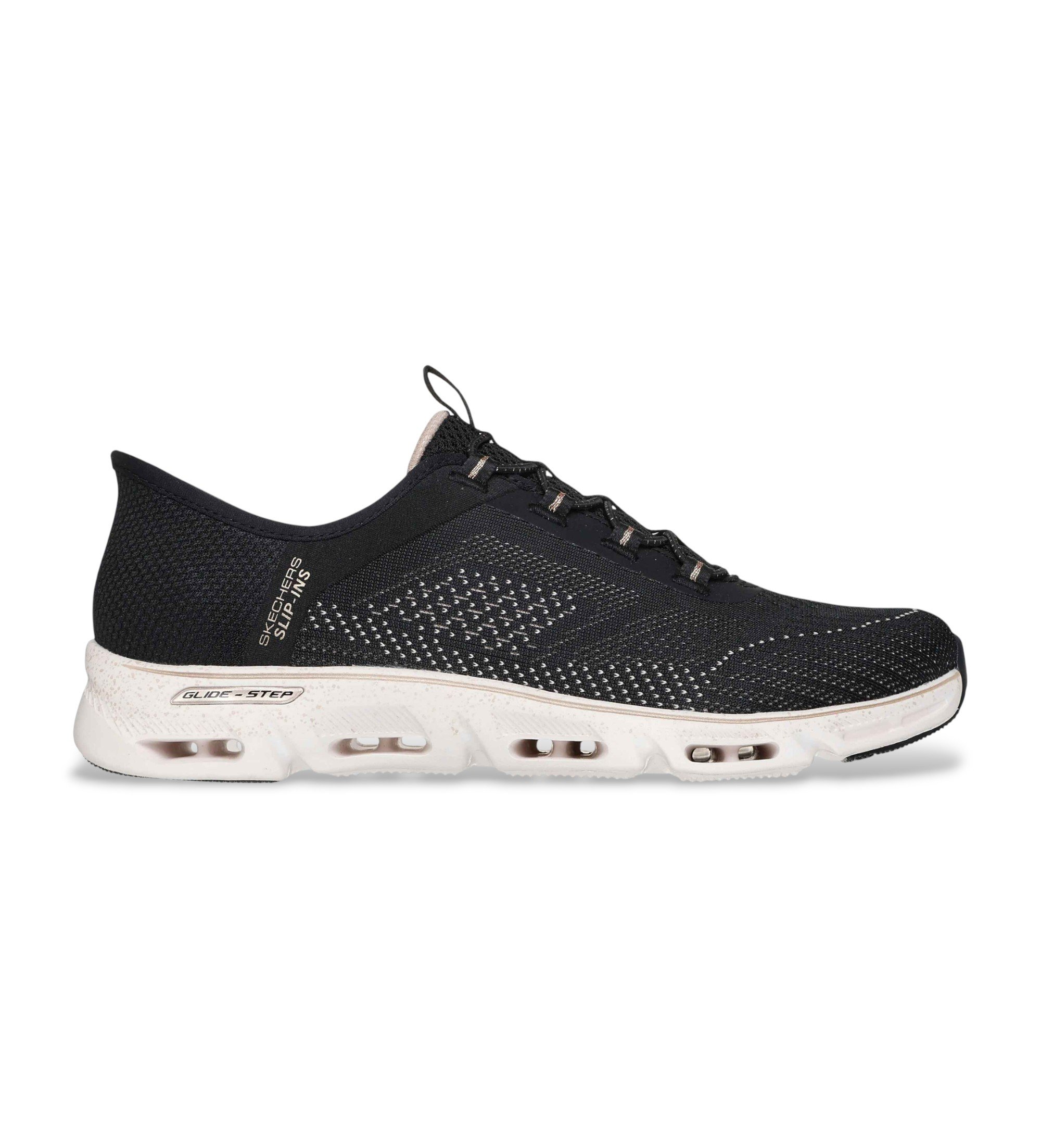 Skechers für Damen. 104610 Pantoffelschuhe: Glide-Step Gratify - Pace schwarz (40), Wohnung, Schnürsenkel, Lässig, Sportlich, Multisport