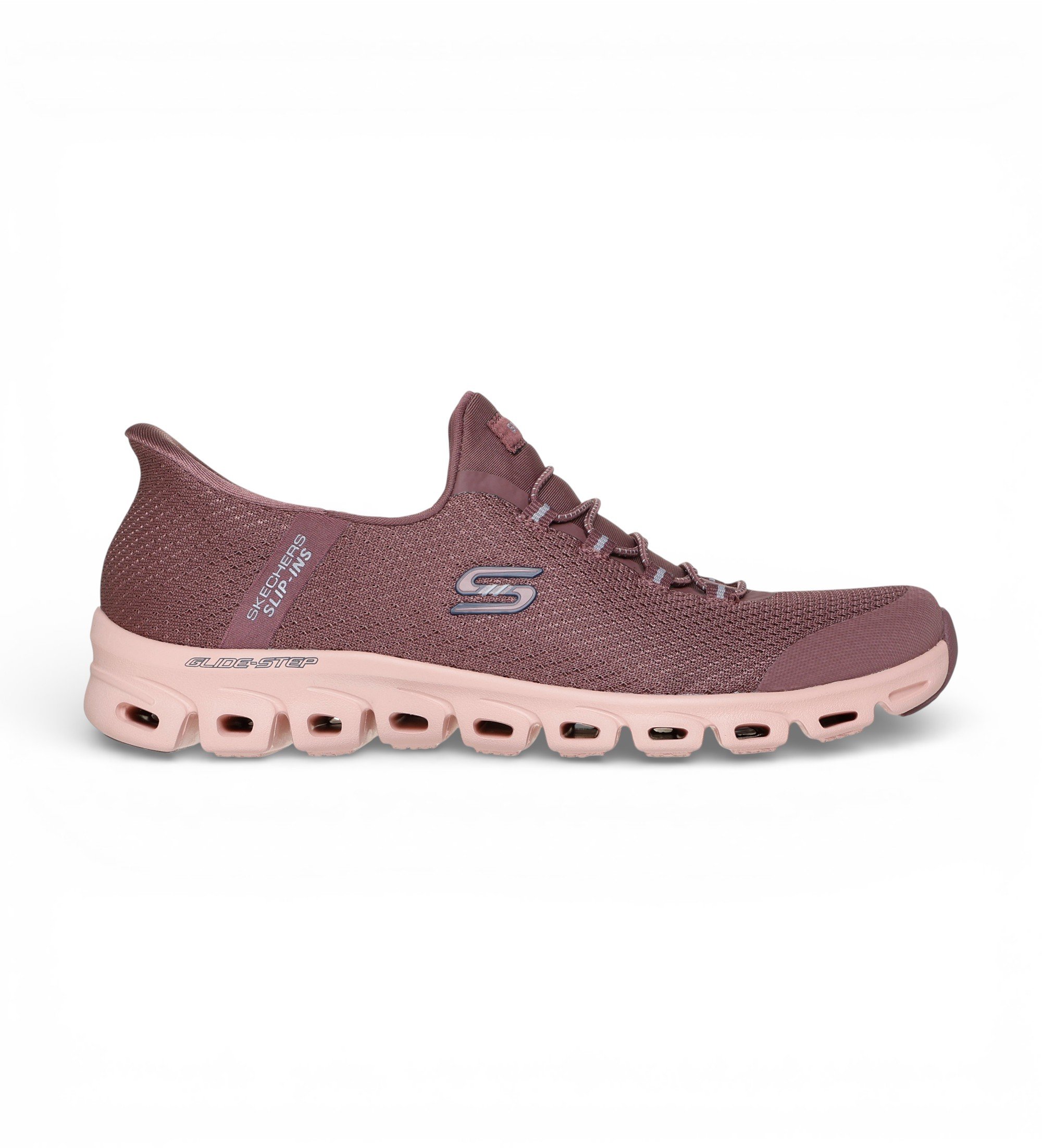 Skechers für Damen. 104557 Slip-Ins Glide Step Vibey bordeauxfarbene Hausschuhe (38), Wohnung, Schnürsenkel, Lässig