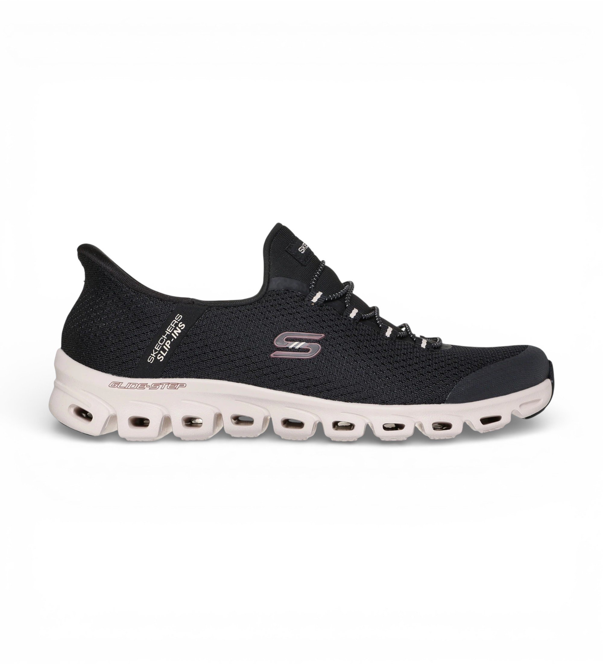 Skechers für Damen. 104557 Slip-Ins Glide Step Vibey Schuhe schwarz (40), Wohnung, Schnürsenkel, Lässig