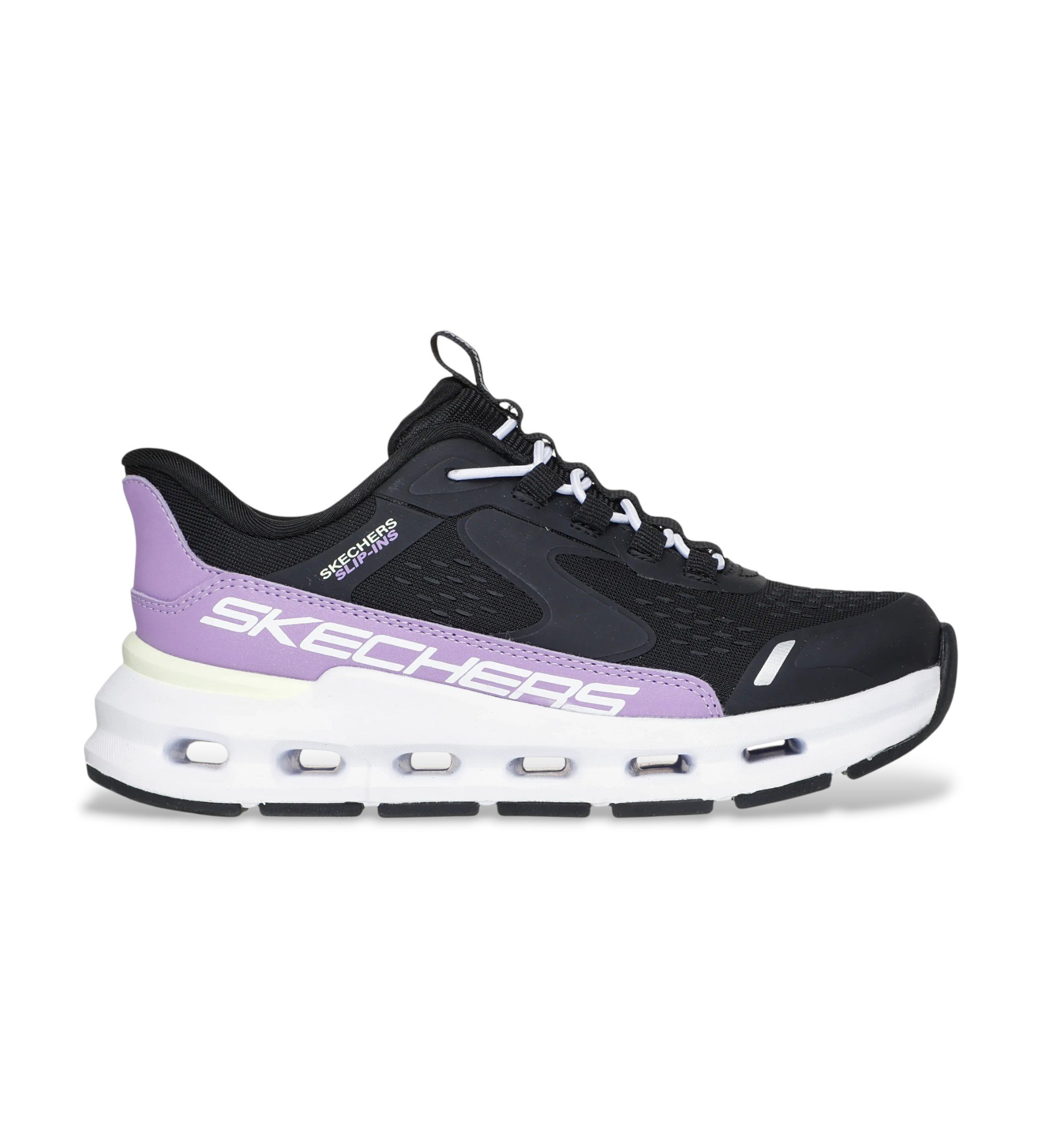 Skechers für Frauen/Mädchen. 303654L Slip-Ins Glide Step Vista Lane Hausschuhe schwarz (37), 3 bis 5 cm, Schnürsenkel, Lässig, Sportlich, Mu